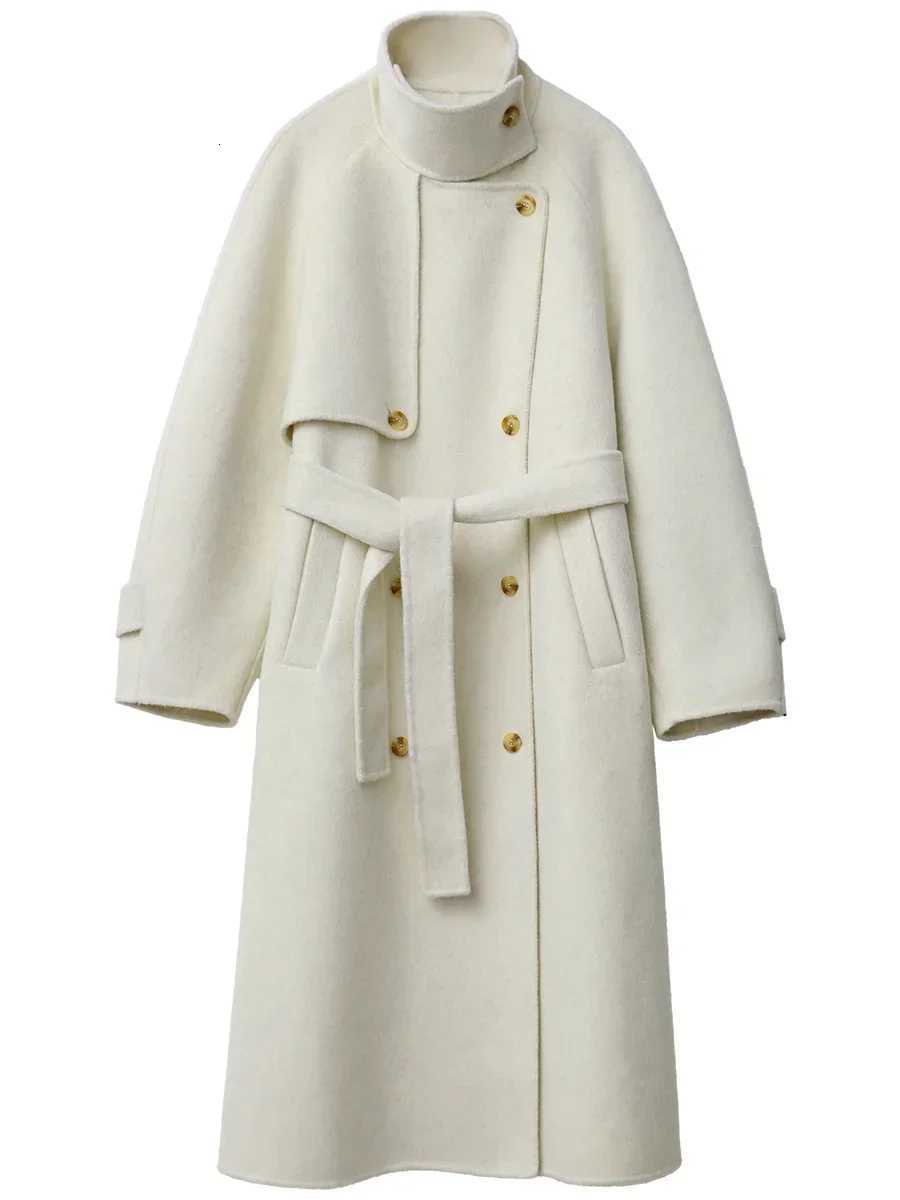 CHIC VEN Women Woolen Coats Loose Stand Collar Doublesided Overcoat Female Outerwear Office Ladies Clothing Autumn Winter 2024T251101