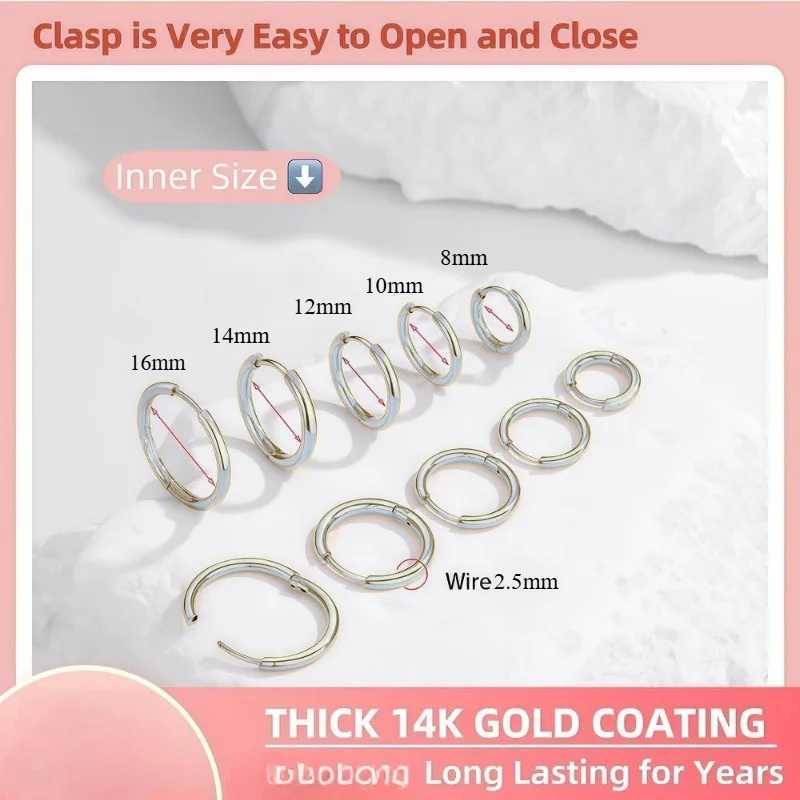 5 Pairs 14K Gold Plated Huggie Hoop Earrings for Women Lightweight Minimalist Small Hoops Multiple Piercing Stack Set Earrings Z250401
