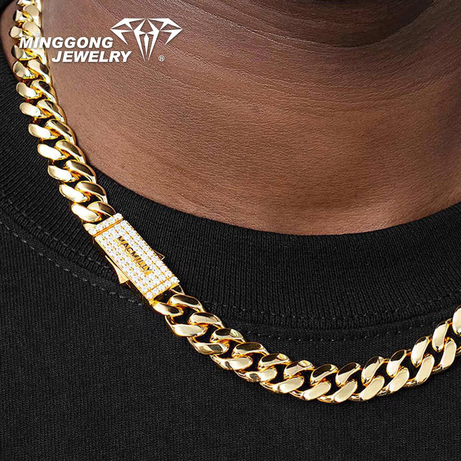 Custom 10mm S925 Miami Cuban Chain Necklace VVS D Color Moissanite Clasp Factory Direct Passes Diamond Test Hiphop Style for Men