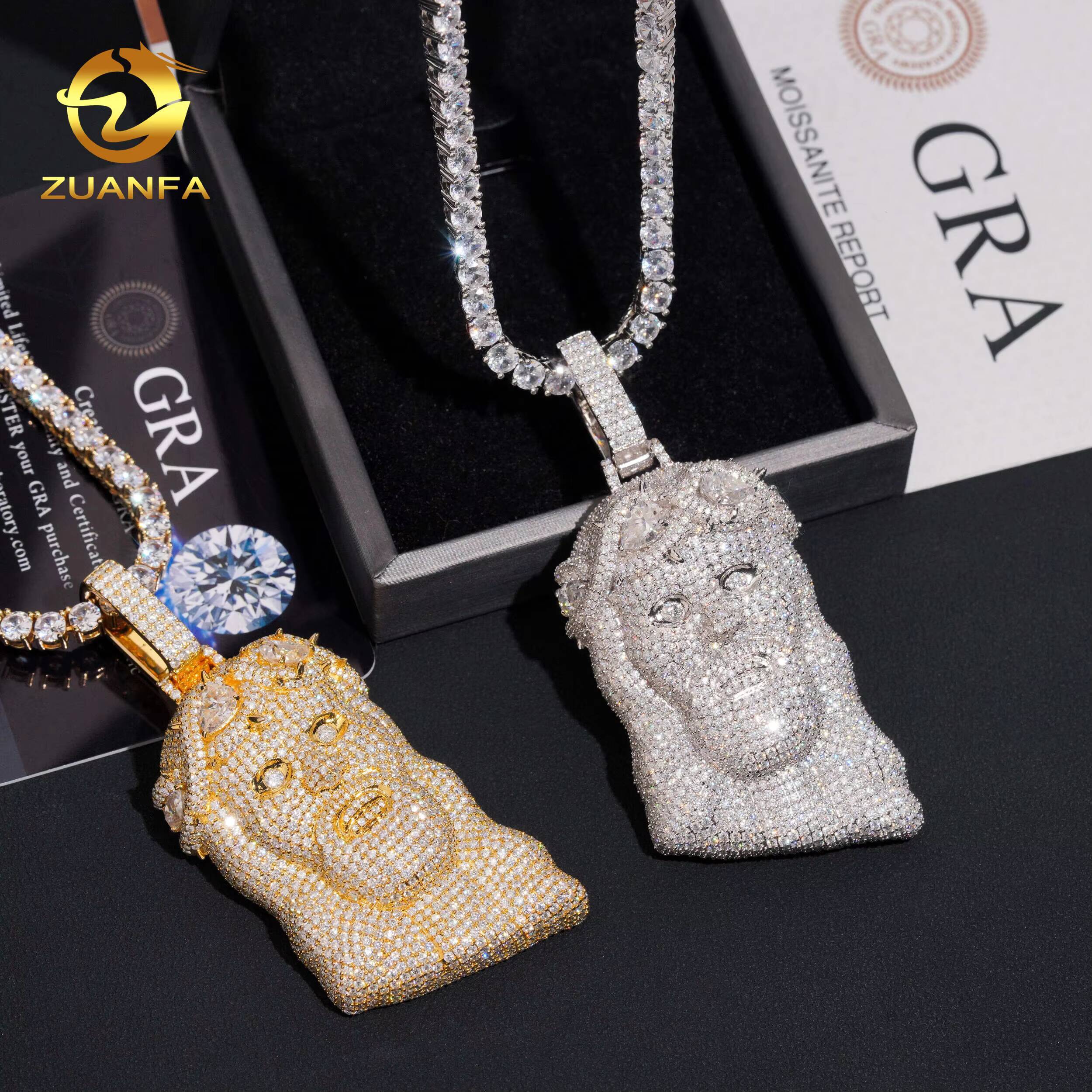 Jesus Moissanite Pendant Hip Hop Iced Out Design 925 Sterling Silver Gold Plated Pass Diamond Test Moissanite Jesus Pendant