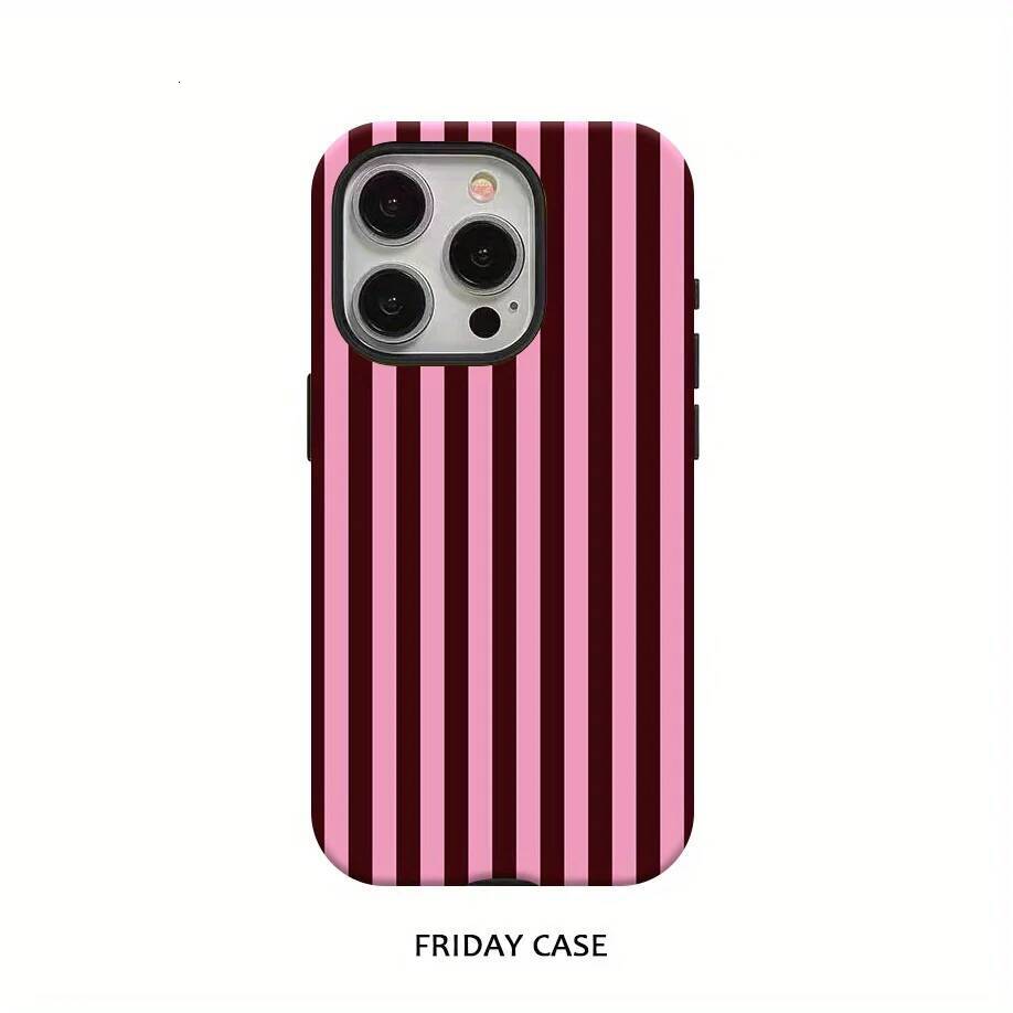 Phone Case for iPhone 16 15 14 13 12 11 X XS XR XSMAX 7 8 Pro Max Plus Luxury Fashionable Striped Black Double-layer Back Cover