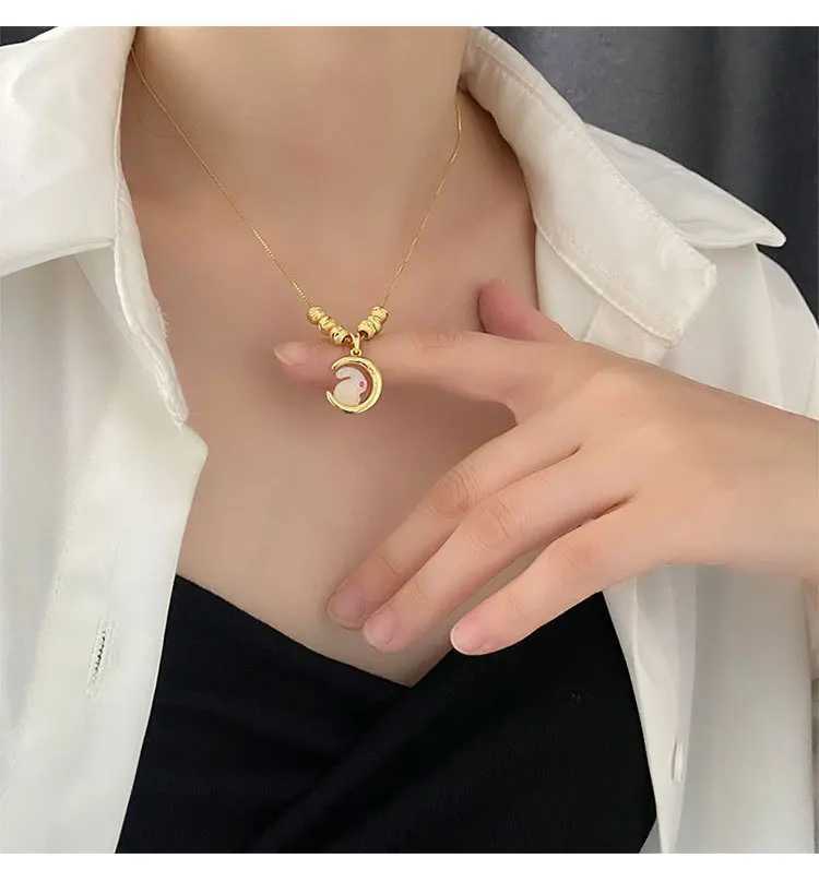 Trendy Baby Rabbit Pendant Necklace Women Girl Stainless Steel Bunny Head Charm Pendant Necklaces Fashion Lovely Animal JewelryC250407