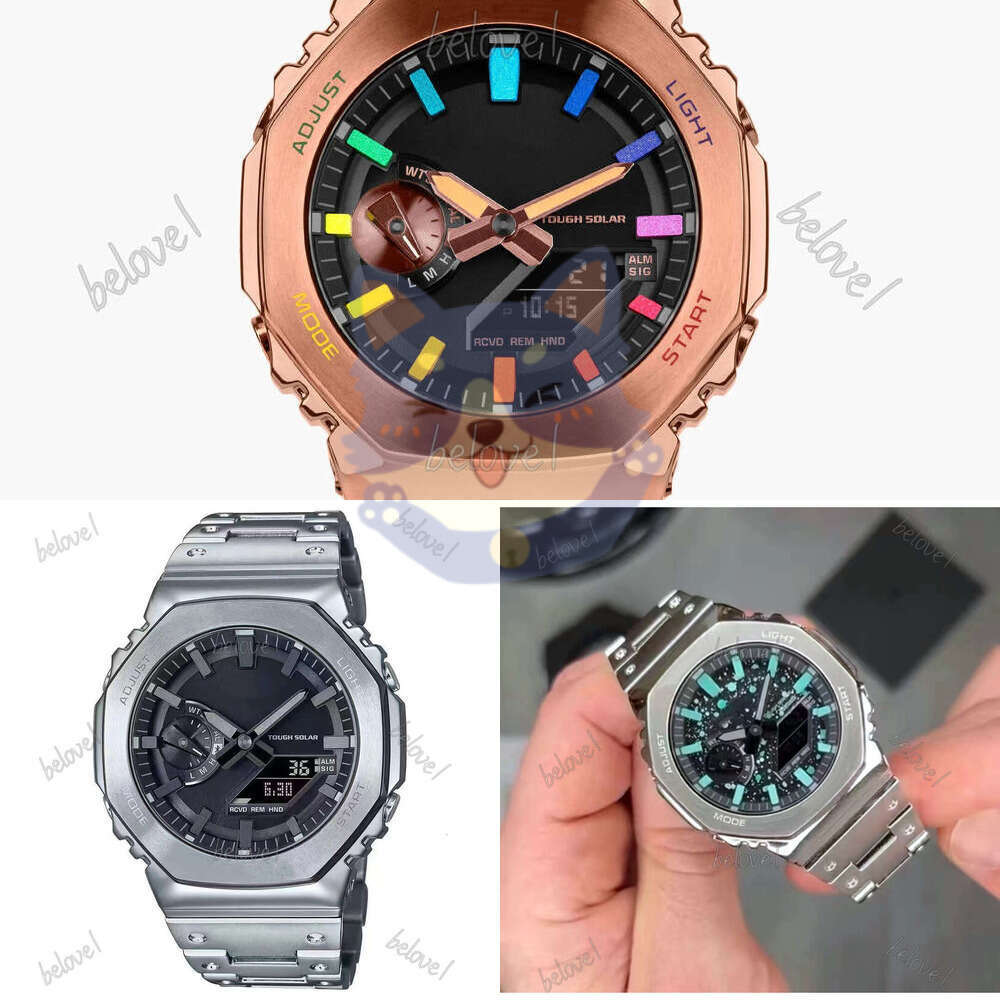 Men's Sport Digital Quartz 2100 Watch Manga Limited Edition World Time LED Auto Hand Lifting Lamp Waterproof Oak Series 526
