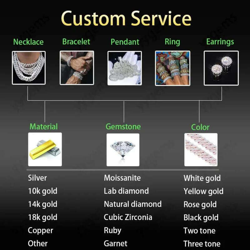 Necklace moissanite chain cuban k chainHand Setting 20mm Width Three Rows Vvs Moissanite Sier Womens Gold Plated Cuban