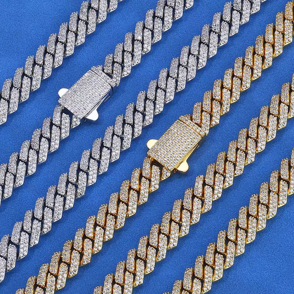 Drop Shipping Round Brilliant Cut GRA Certified Iced Out 8mm Silver VVS Moissanite Thin Miami Cuban Link Chain Necklace