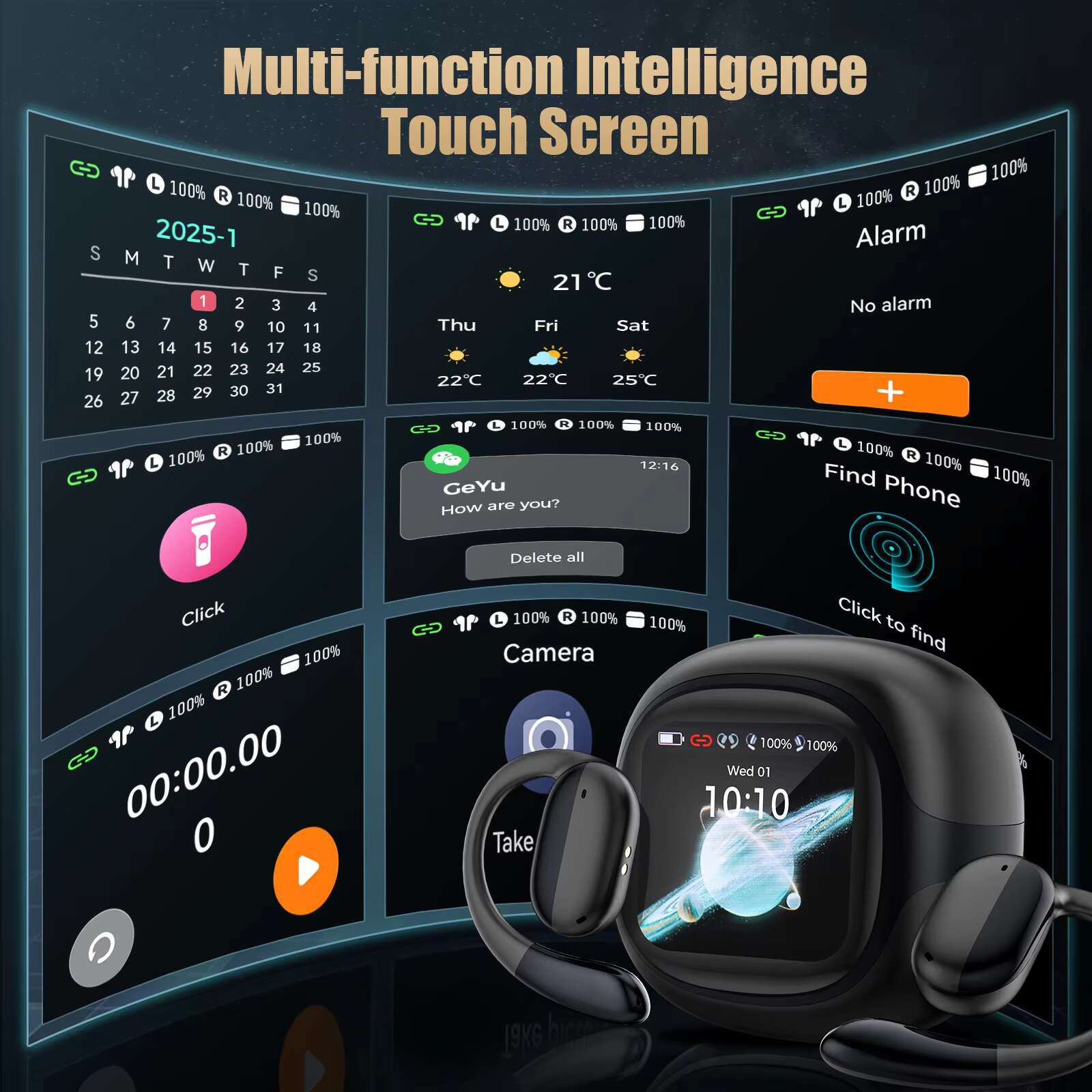 Ai Translator 135 Languages TWS Headphones with Touch-Screen & Noise Cancelg Features R1pro Wireless Earbuds