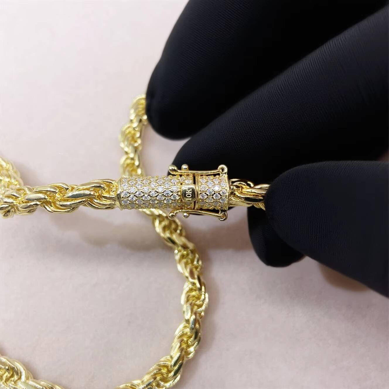 Custom 925 Sterling Silver Pass Diamond Test VVS Moissanite Lock 6mm Hip Hop Rope Twist Chain Link Bracelet Fine Jewelry for Men