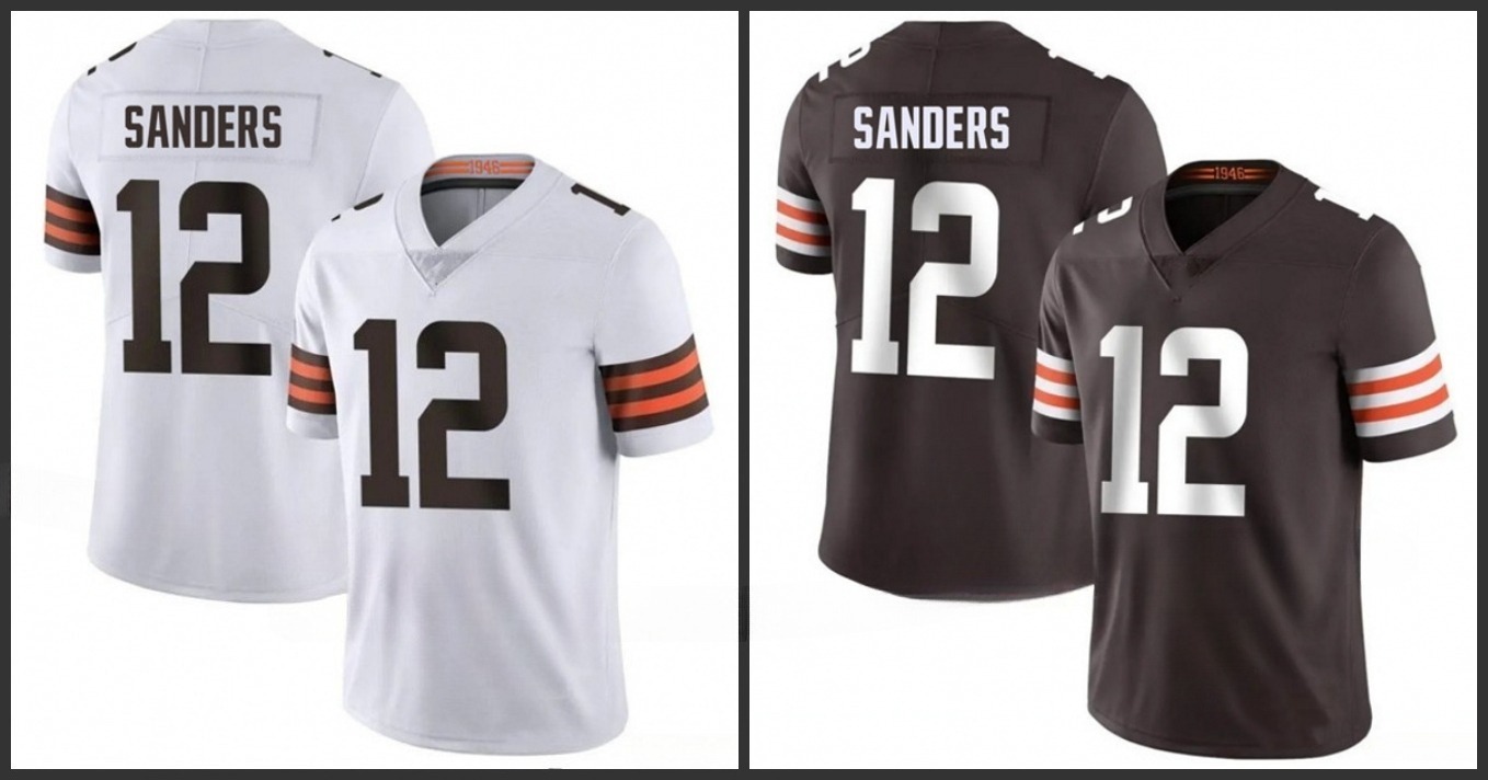 NFL Browns 12 Shedeur Sanders 2025 Draft First Round Pick Game Football Stitched Jersey