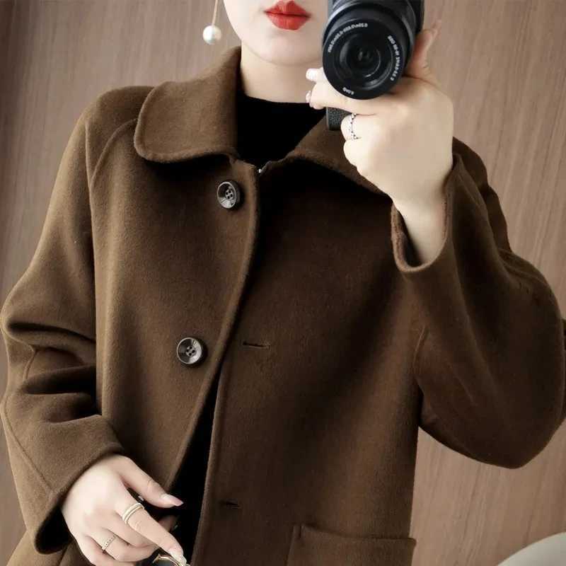 Highquality Double Sided Wool Overcoat Women Autumn Winter Korean Temperament Long Cashmere Woolen Coat Solid Female JacketsT251101