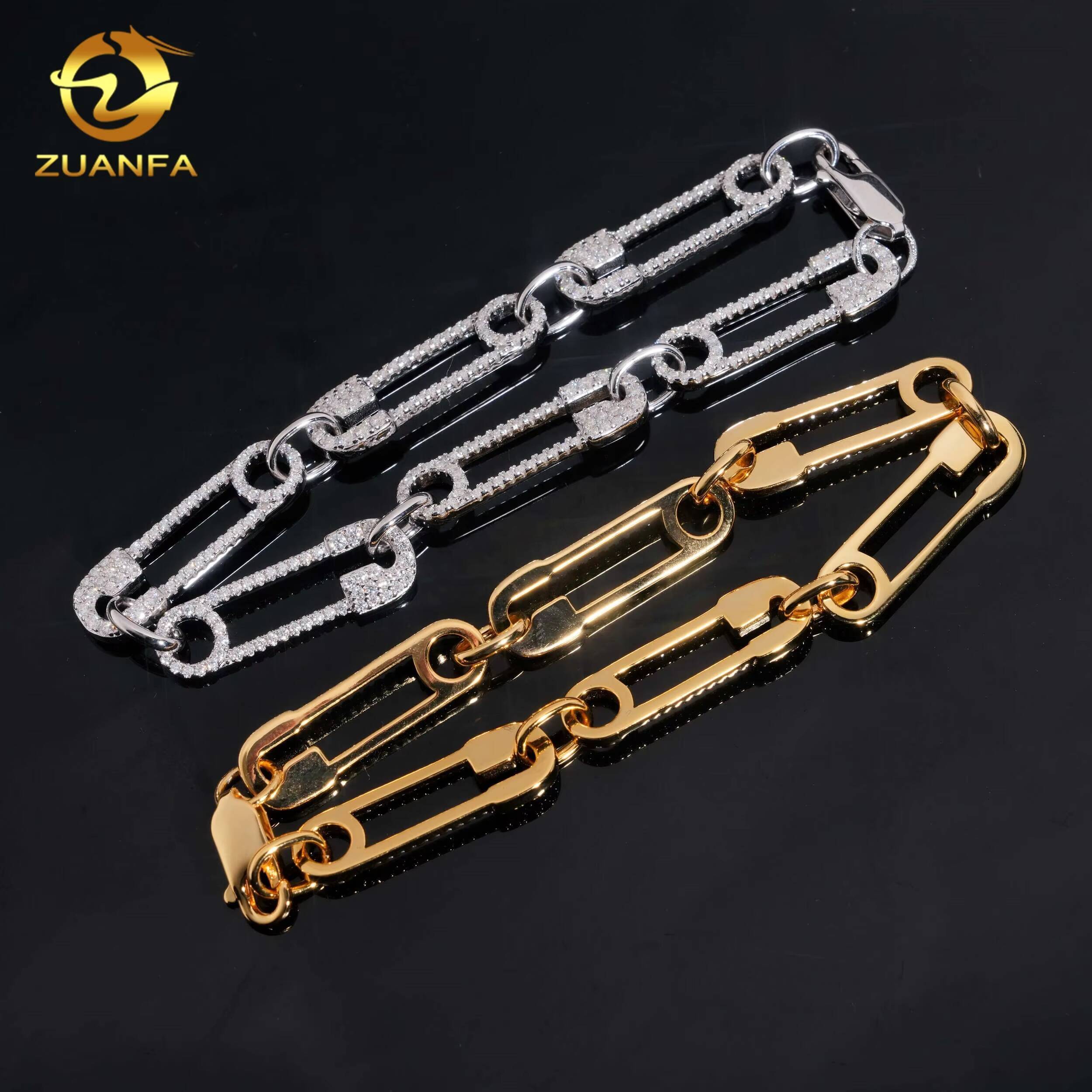 Pass Diamond Tester Fashion High Quality 925 Silver Moissanite Paper Clip Iced Out Bracelet