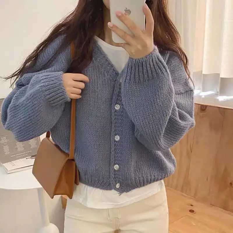 Autumn and Winter New Vneck Cardigan Womens Longsleeved Sweater Fashionable and Elegant Singlebreasted Knitwear JacketT251101