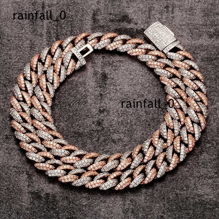 High End IGI Certified Moissanite Cuban Chain 925 Silver Necklace with VVS Diamonds 14K Rose Gold Finish for Trendy Streetwear