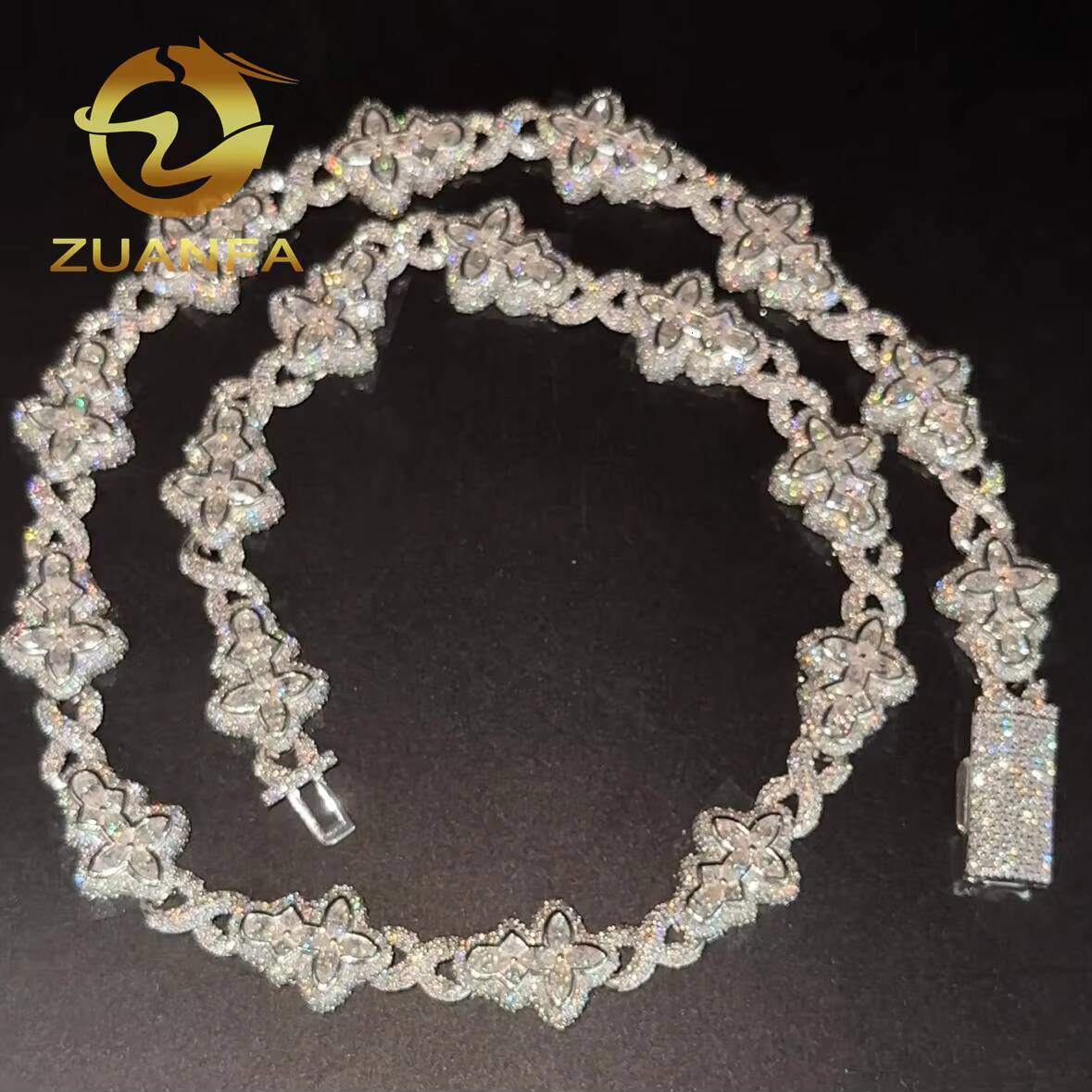 925 Silver Cuban Link Chain Moissanite Hip Hop Jewelry Iced Out Cross Cuban Chain Necklace With GRA Certificate