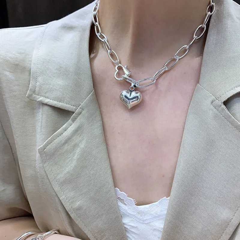 925 sterling silver bracelet heart lock love punk geometry womens fashion jewelry gift pendant wholesale Y250329