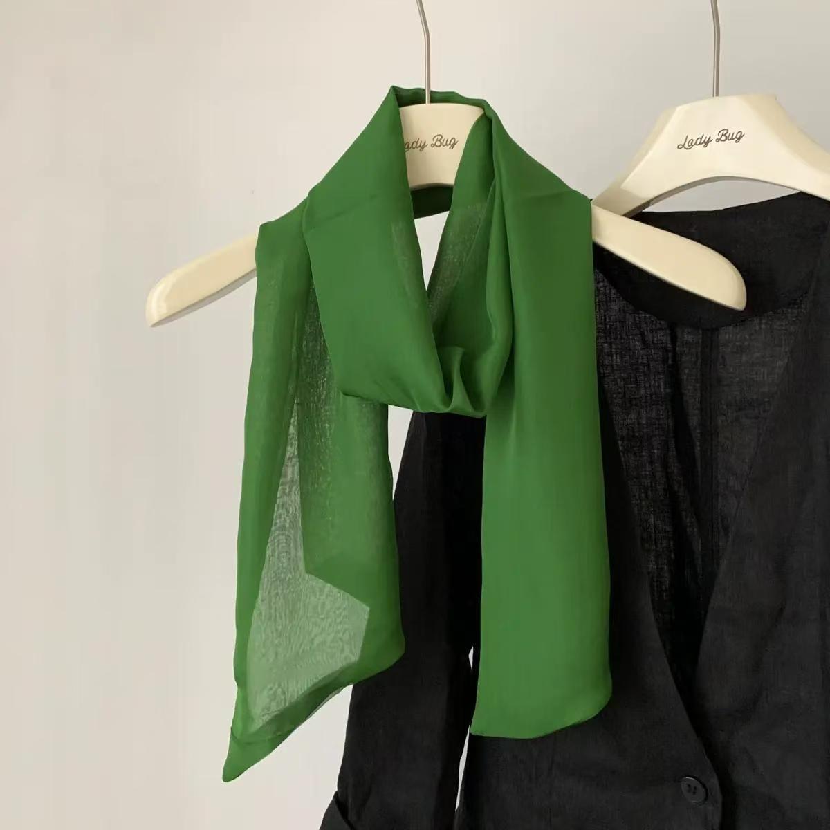T392 Korean new silk scarf women's spring and summer soft and comfortable solid color versatile neck protection long scarf