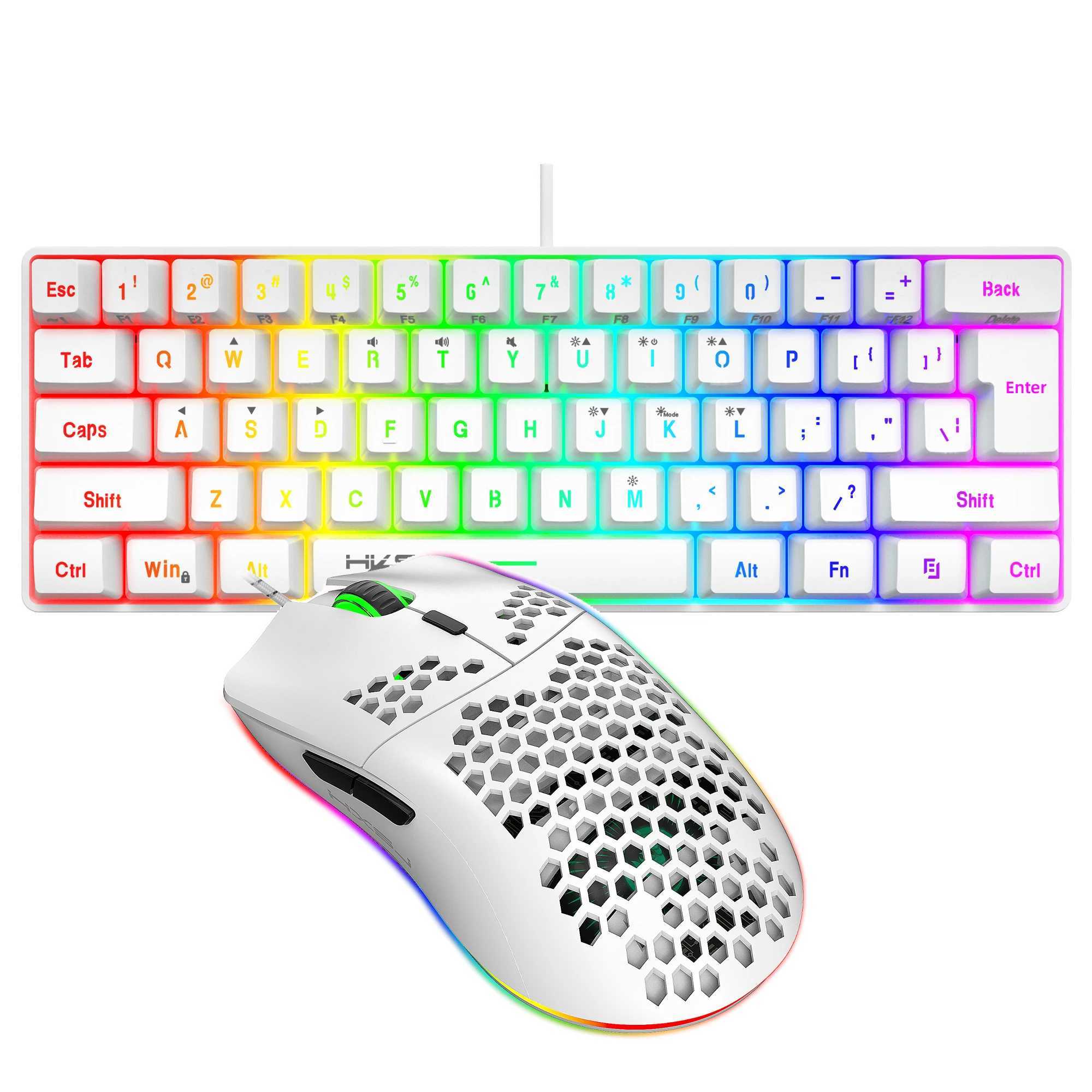 Keyboard Mouse Combos Hot selling HXSJ 61 key V700 RGB illuminated mechanical keyboard and mouse combination game set z250401