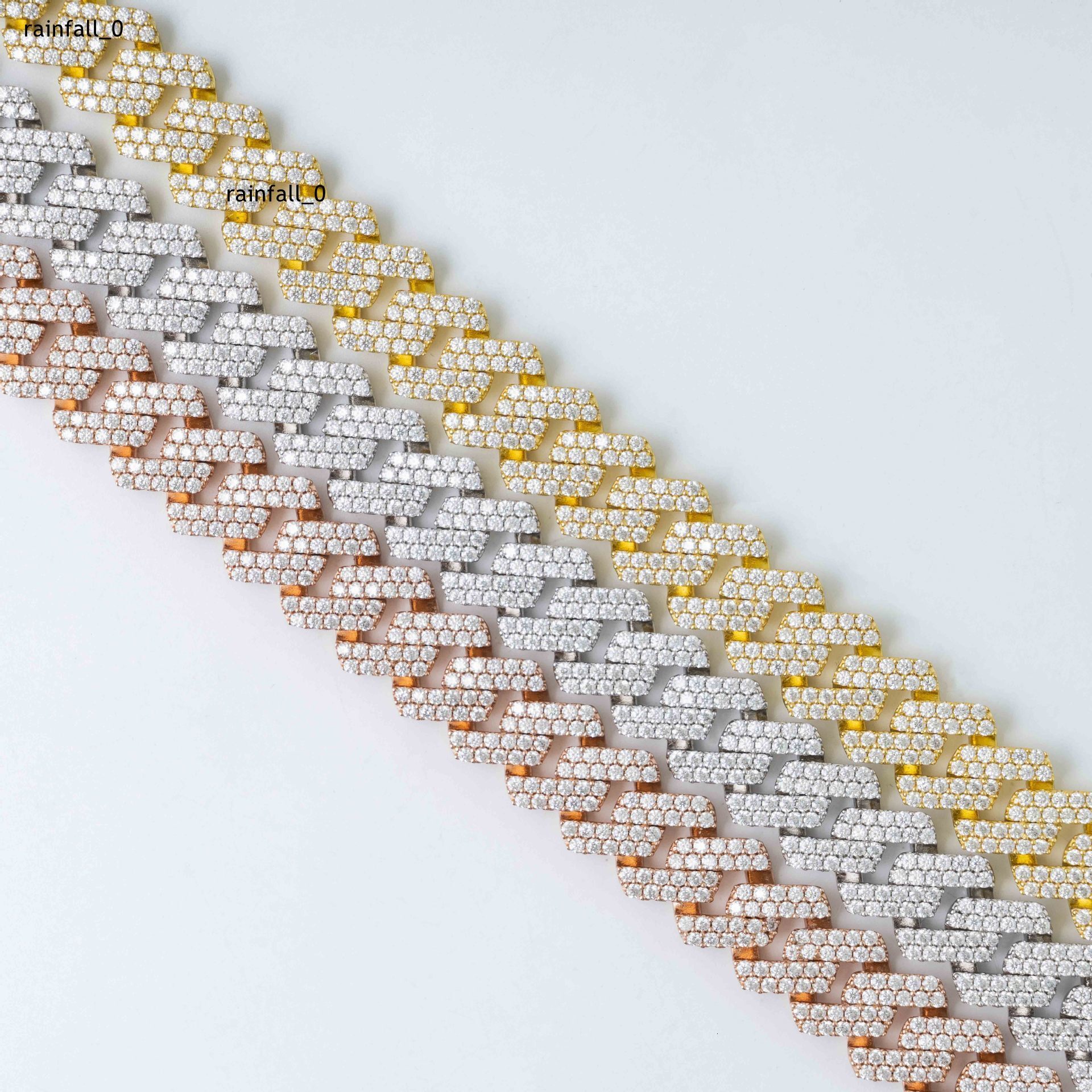 Hiphop Cuban Chain Korean Womans Moissanite Necklaces Rhodium Plated 925 Sterling Silver Long Chain Necklaces for Women