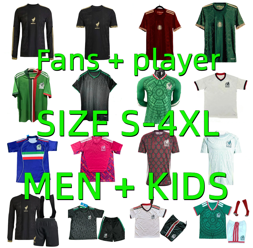 24 25 26 27 Mexico Jersey RAUL LOZANO GIMENEZ 2025 2026 E. ALVAREZ A.VEGA long sleeve player version chicharito H.HERRERA J. QUInONES Maillot de football shirt Men kids kit