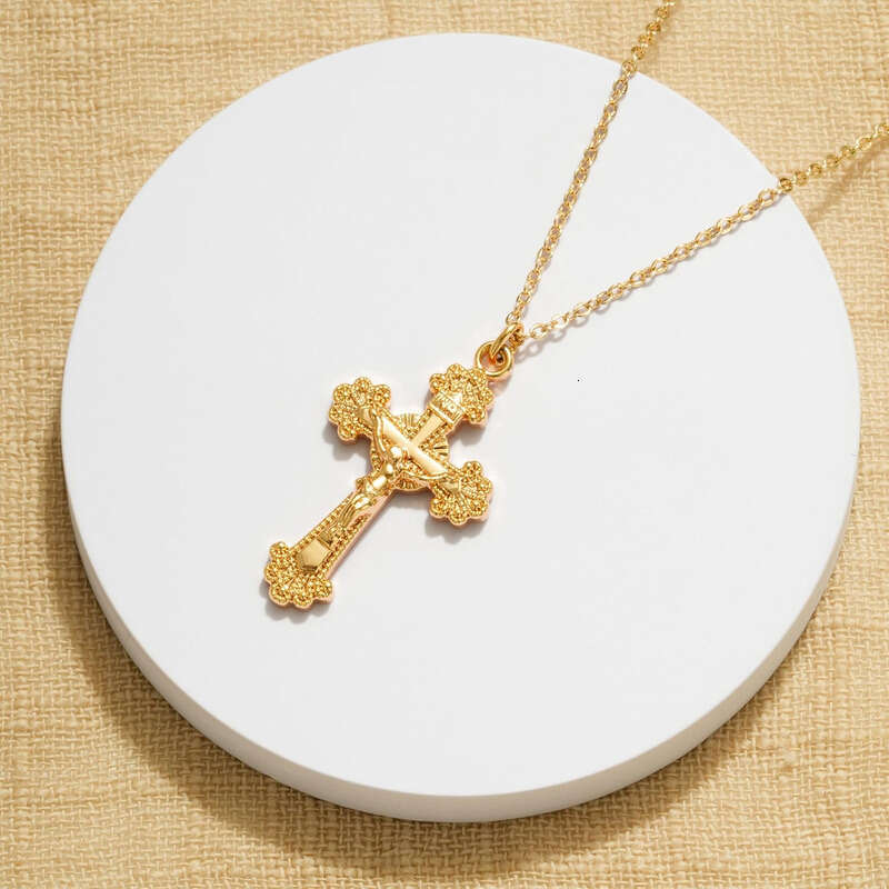 Cross necklace, faith pendant, 14K electroplated exquisite chain, minimalism, little god prayer, religious jewelry