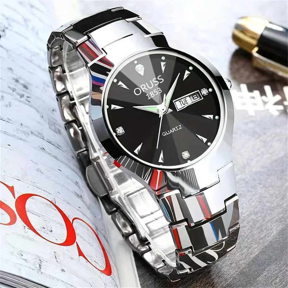 2pcs Couples Dial Cutting Quartz Business Fashion Analog Calendar Wrist Valentines Gift For Men Women Date W251031