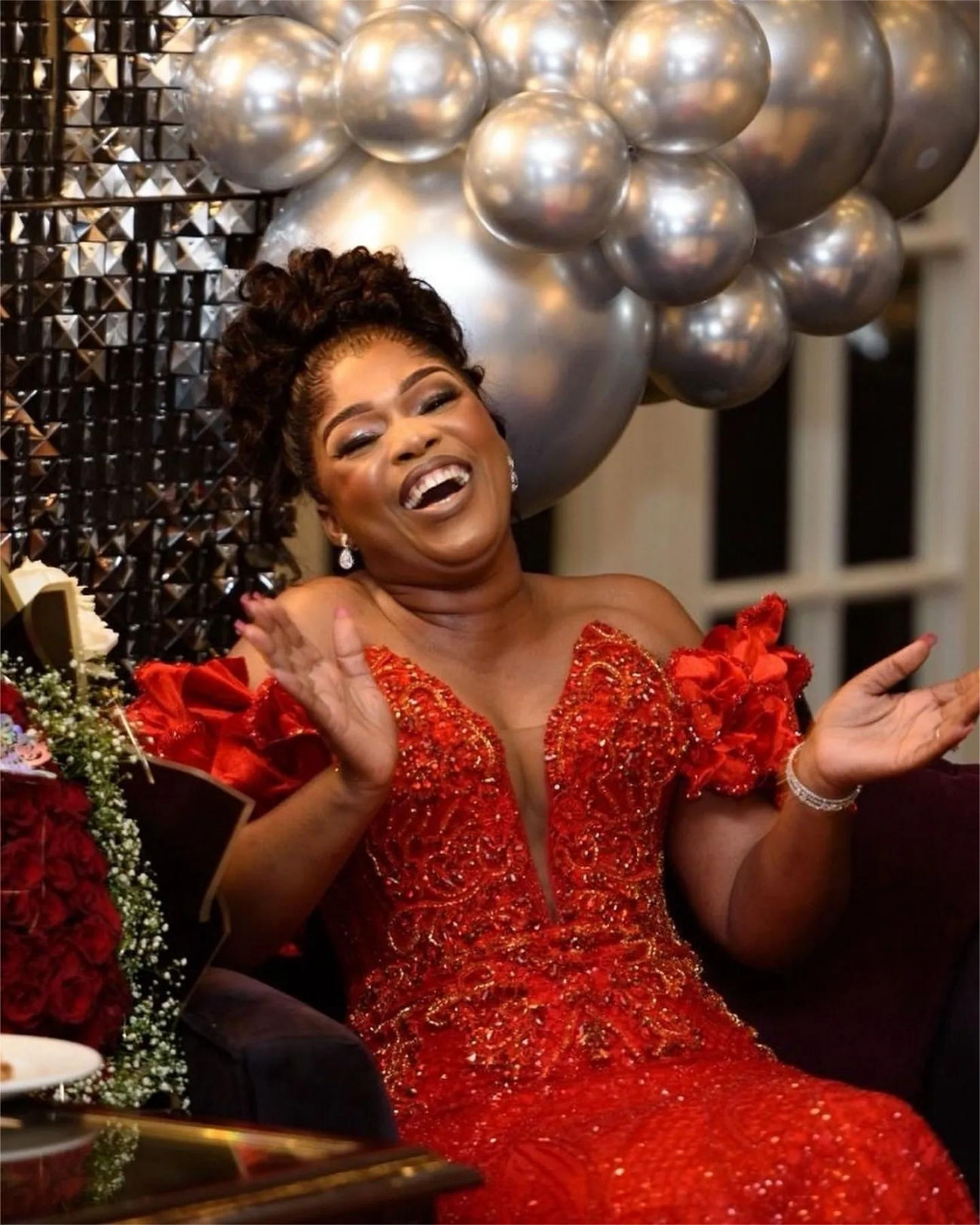 Red Mermaid Plus Size Prom Dresses 2025 Florals Sequined Sweetheart Evening Formal Party Second Birthday Engagement Gowns Dress For Special Occasions