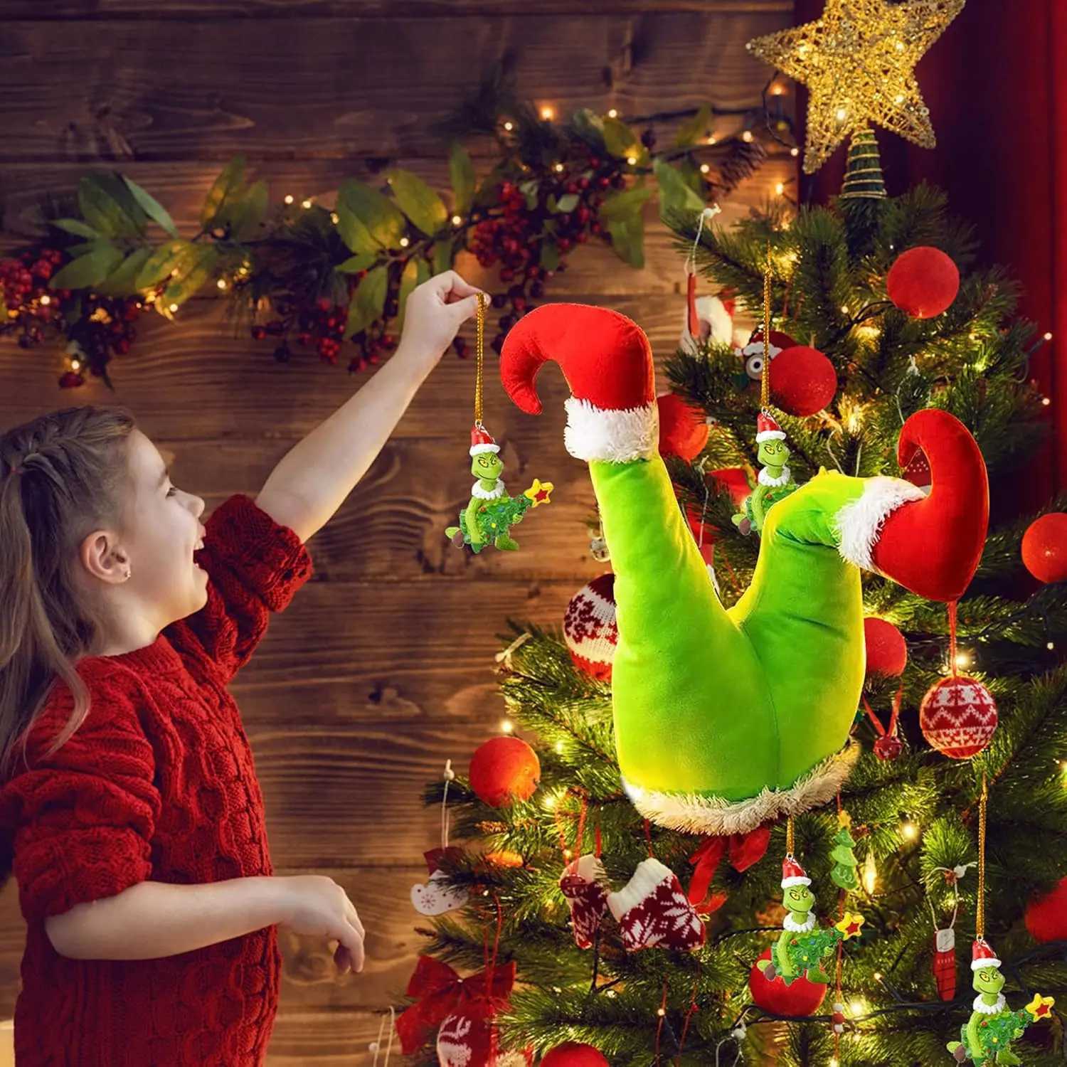 Christmas Tree Decorations Green Elf Legs for Xmas Tree Ornaments Stole Stuffed Plush Leg Toys for Xmas Tree Topper DecorXJ251101