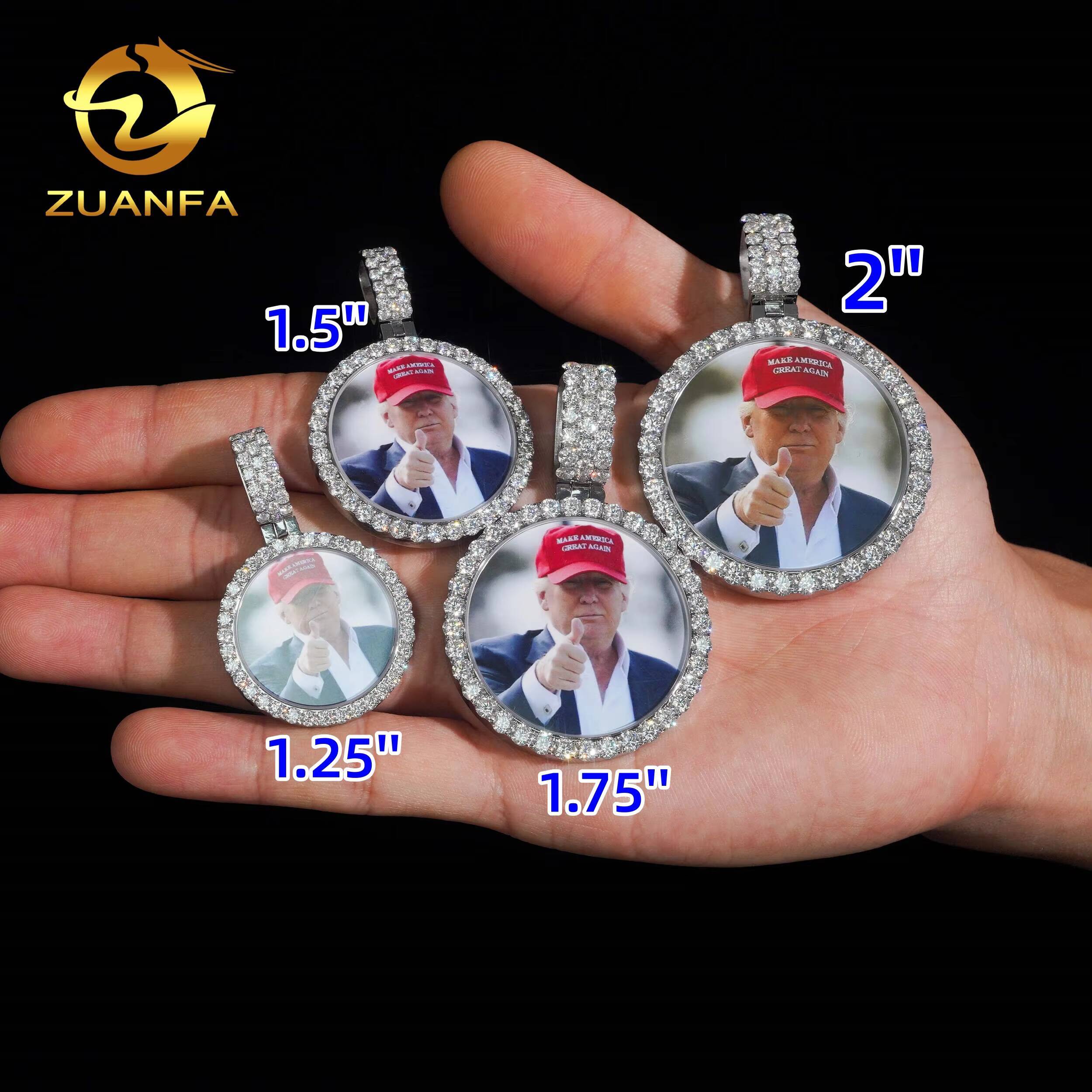 Iced Out Pendant Photo 316L Stainless Steel Moissanite Hip Hop Memory Pendant Charm Pass Tester Waterproof Scratch Resistant