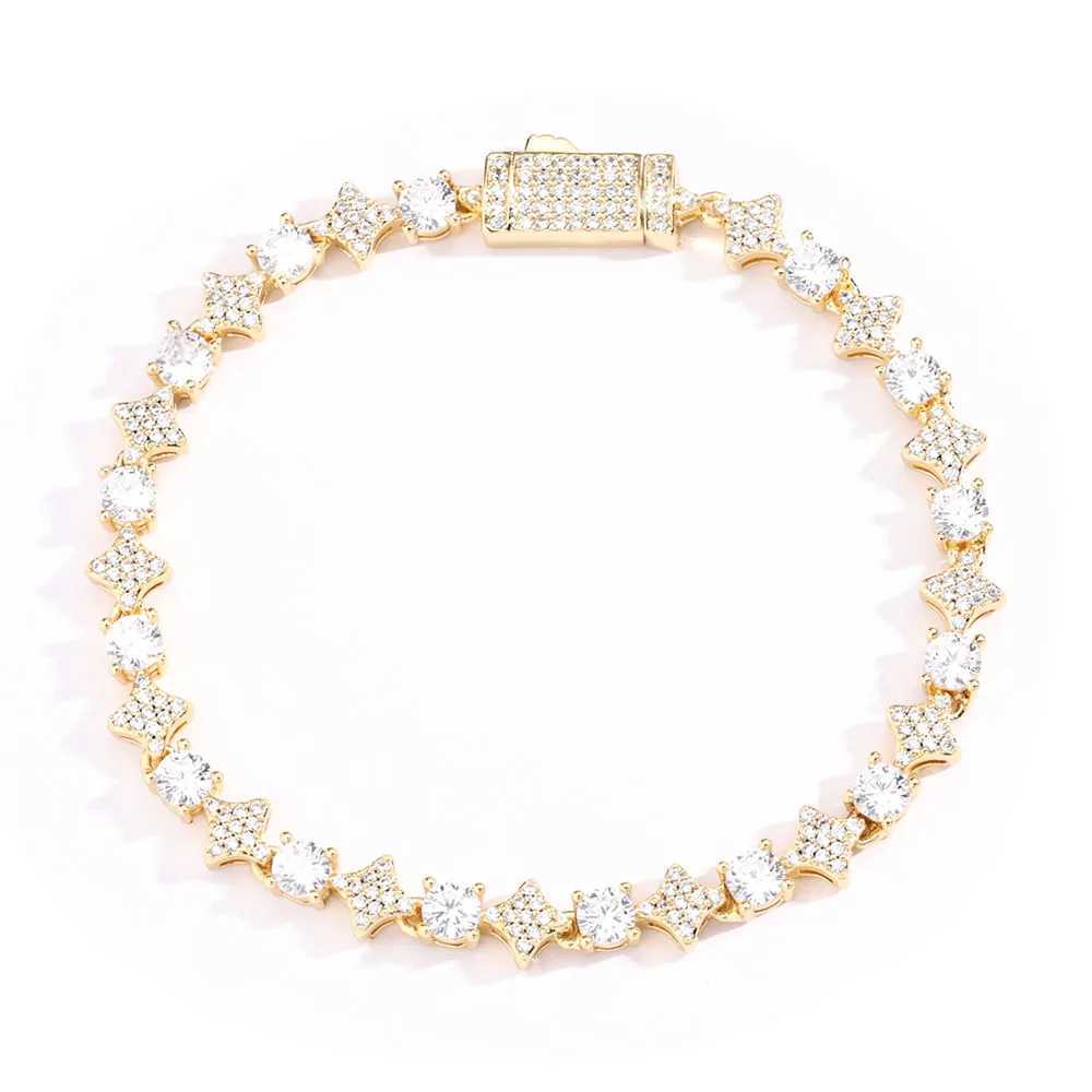 Exquisite Party Wedding Unique and Dazzling Womens Fashion Brass Jewelry Sparkling Zircon Star Tennis Bracelet Birthday Gift Y250329