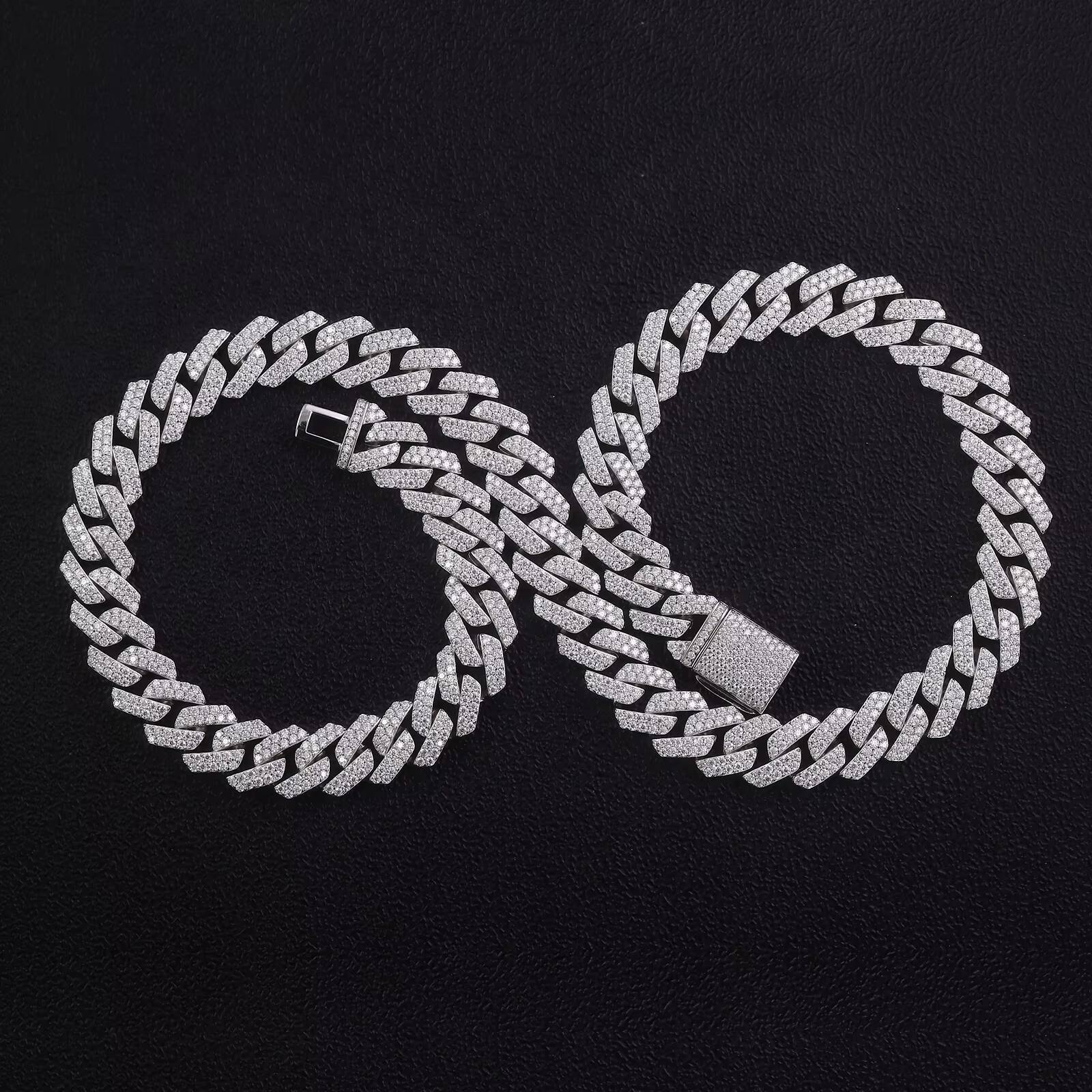 Factory DEF Moissanite Diamond 925 Sterling Silver Necklace with 12mm 2 Row GRA Ice Out Cubans Link Chain and Rapper Necklace