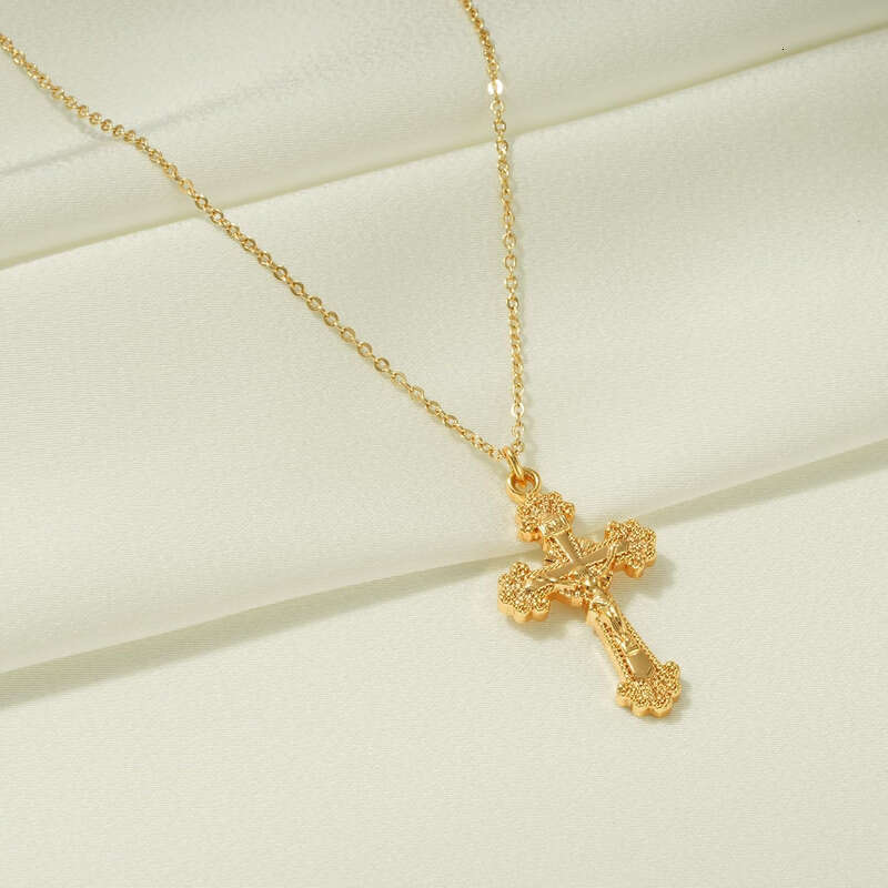 Cross necklace, faith pendant, 14K electroplated exquisite chain, minimalism, little god prayer, religious jewelry