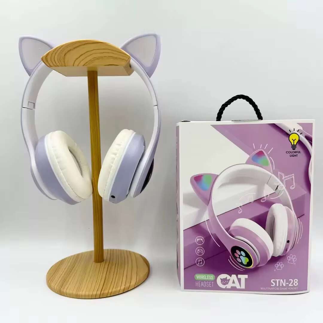 Headphone S28 Hot Cool Luminous Wireless Headset Earphone Auriculares Cute Cat Ear Headphones with Mic