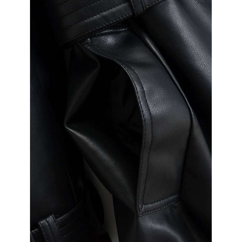 hoodie Baseball Jacket Fitaylor Women Long Faux Leather Jackets Trench Coat Blazer Lapel Open Front With Belt jacket