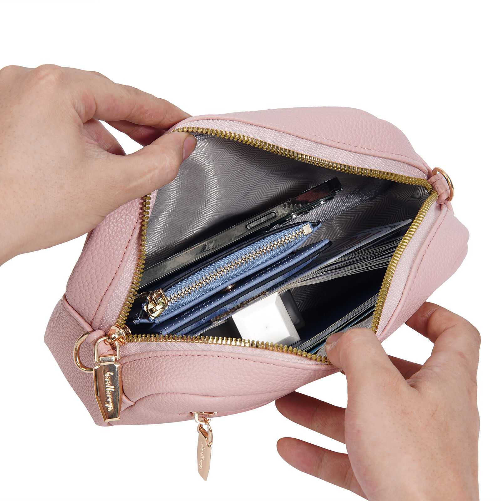 Crossbody Bag for Women PU Leather Cell Phone Pouch Small Shoulder Messenger Bag With Wide Guitar Strap