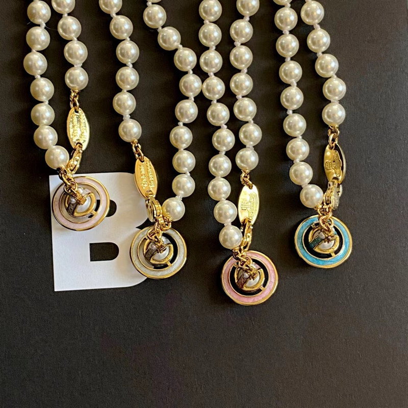 Designer Viviennens West Wood Empress Dowager Western Enamel Stereoscopic Saturn Pearl Necklace Female High Edition French Advanced Sense Stereoscopic Planet Co