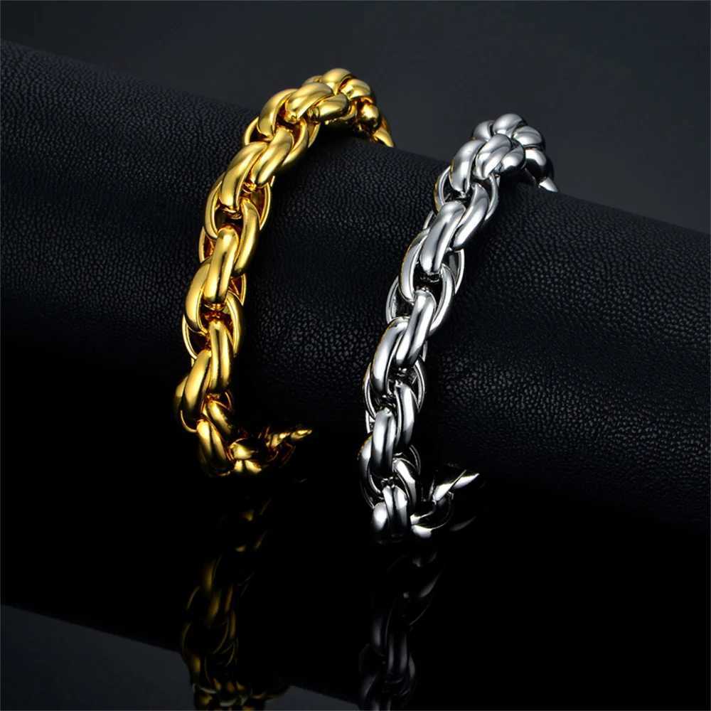 Silver plated 22CM thick rope chain bracelet mens stainless steel charm party gift designer jewelry Y250329