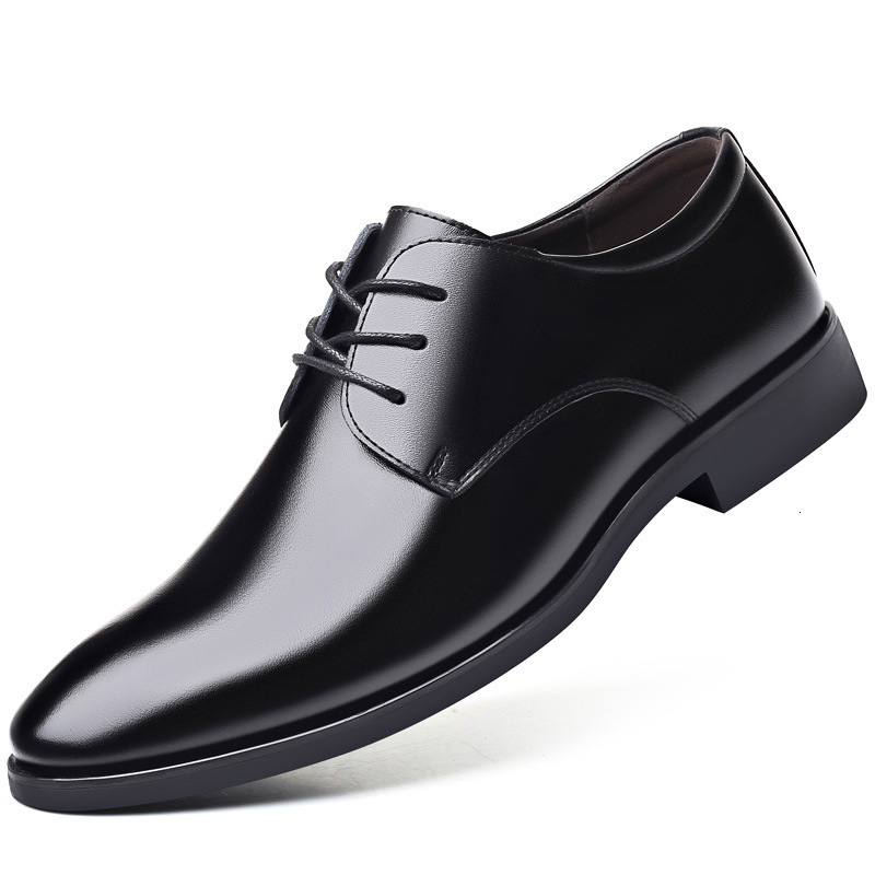 Leather shoes men spring and autumn British business casual dress leather shoes youth inner height single shoes waterproof work shoes240614