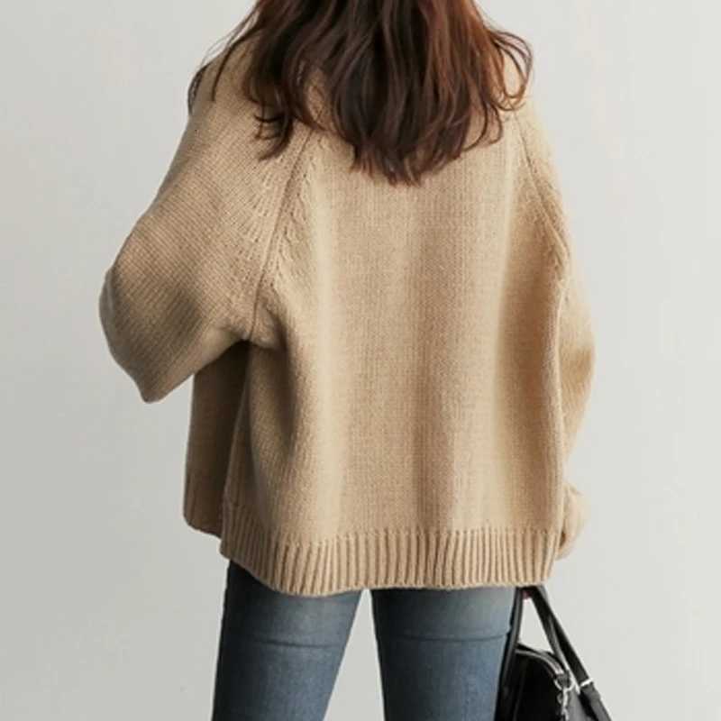 Fashion New Elegant Loose Womens Short Sweater Casual Office Solid Color Knitted Cardigan JacketT251101