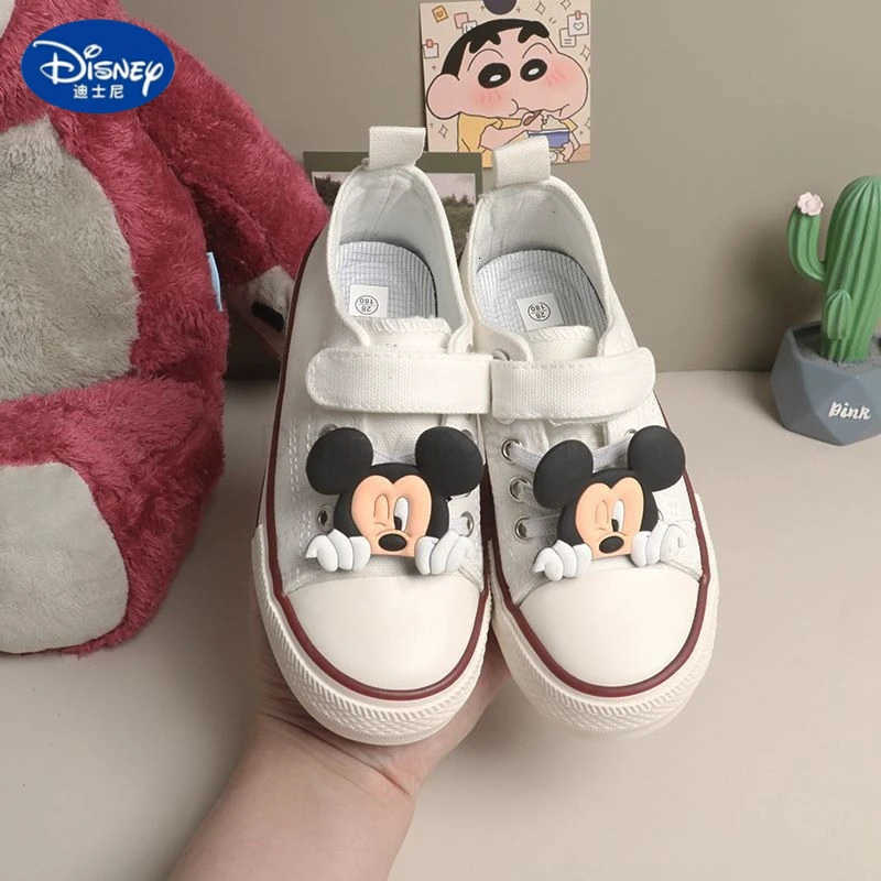 Disney Mickey Minnie Girls Canvas Shoes Soft Sole Sneakers for School Fall Casual Comfortable Wear H251101