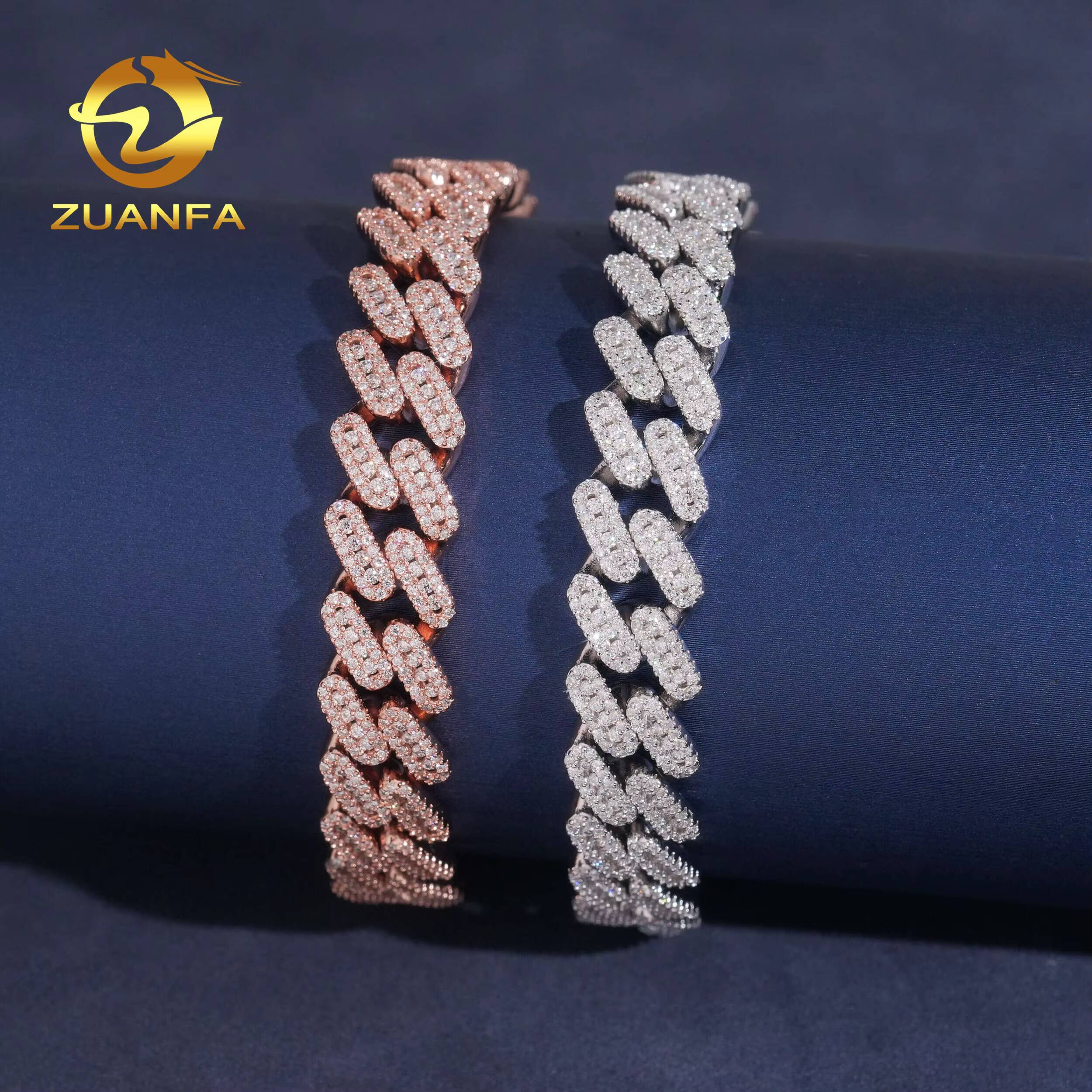 Wholesale 10mm Luxury Hip Hop Jewelry Men Cuban Necklace Sterling Silver Hola Design VVS Moissanite Diamond Cuban Link Chain