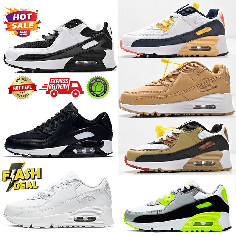 Designer 90s Kids Shoes Baby Toddler Classic 90 Brand Kids Black White Green Pink Red Children Boy and Gril Sport Sneakers Outdoor Sports EUR 28-35