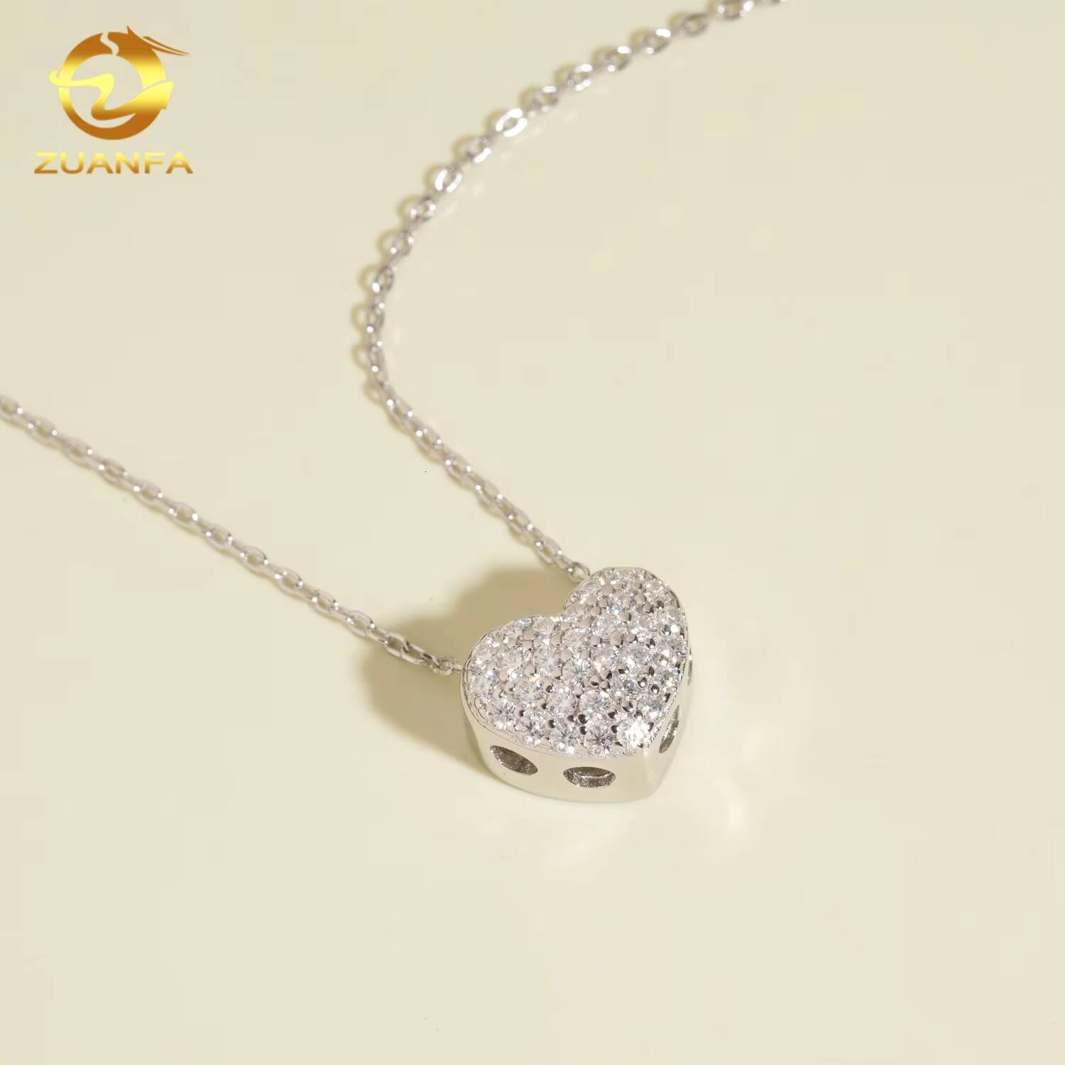 Fashion Women Moissanite Necklace 925 Silver Gift Anniversary Charm Heart Pendant Necklace Pass Diamond Test Ready to Ship