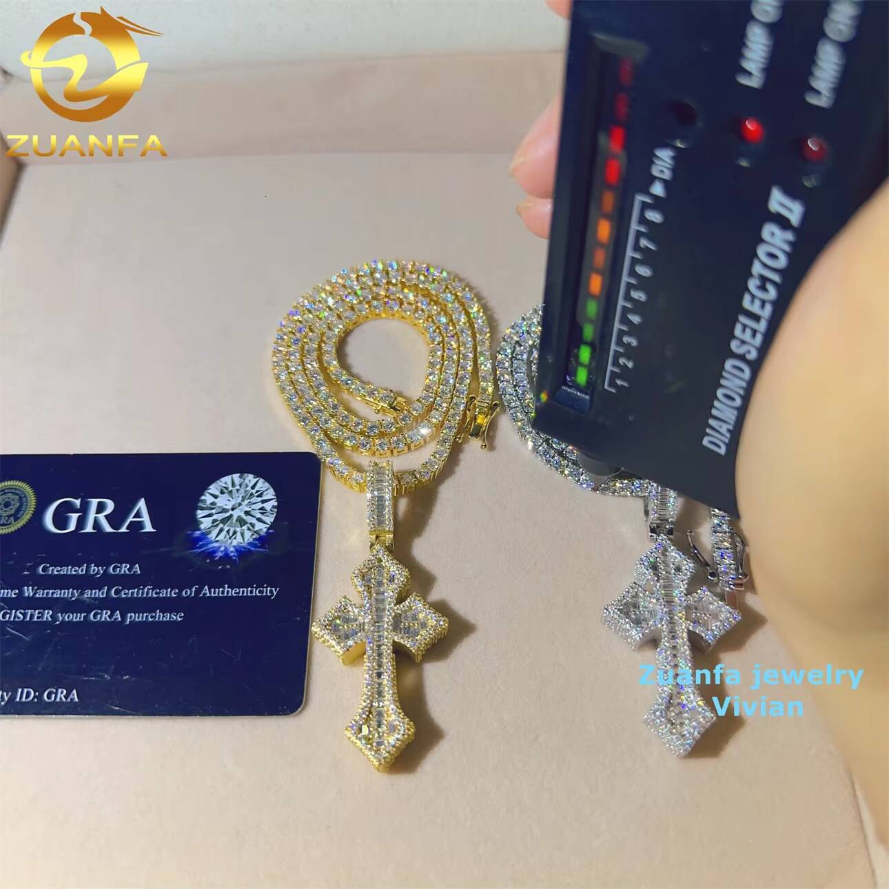 Custom Hip Hop Pendant D Color VVS Moissanite Diamond Fine Jewelry Fashion Luxury Sterling Silver 925 Moissanite Cross Pendant