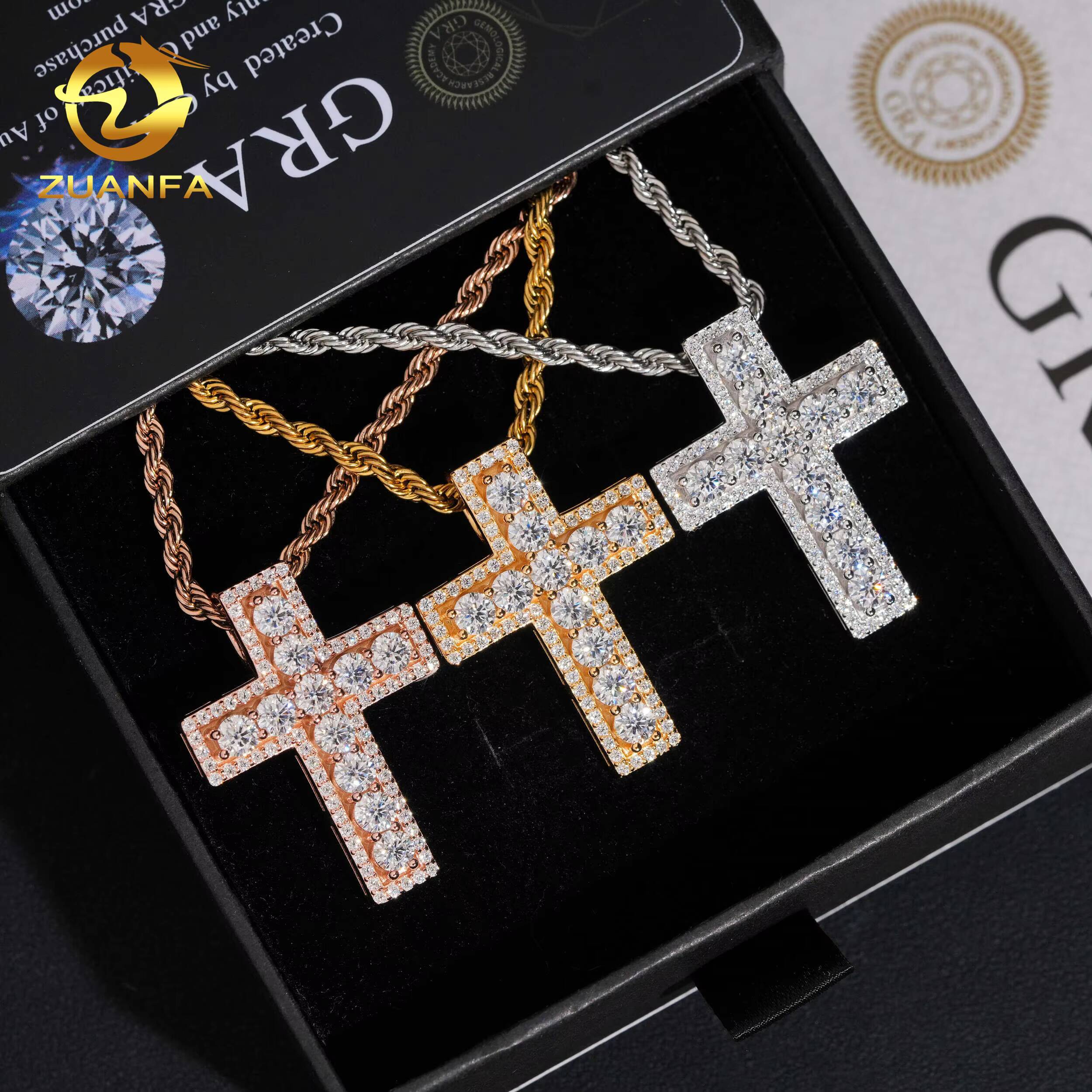 Hip HopJewelry VVS Moissanite Diamond Iced Out Pendant Cross Pendant Silver 925 Moissanite Custom Pendant Instock