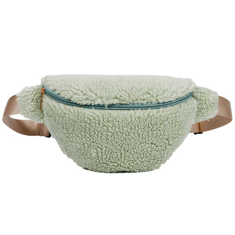 Unisex Furry Fanny Pack Zipper Closure Solid Shoulder Bag Fashion Multifunctional Foldable Lightweight Autumn Winter Daily BagW251101