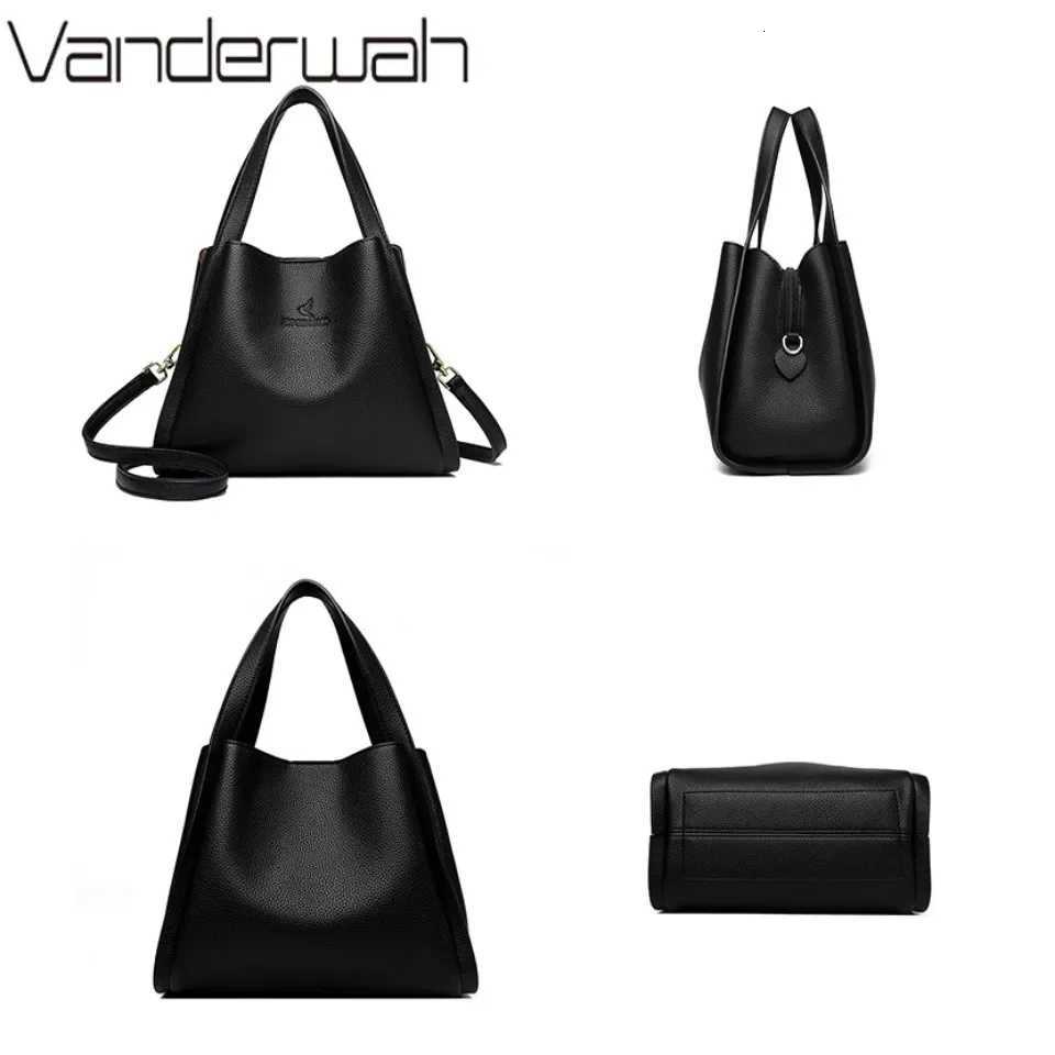 VANDERWAH Genuine Brand Soft Leather Tophandle Bags Female Handbags Women Shoulder Crossbody Totes Messenger Bag 3 Layer SacW251101