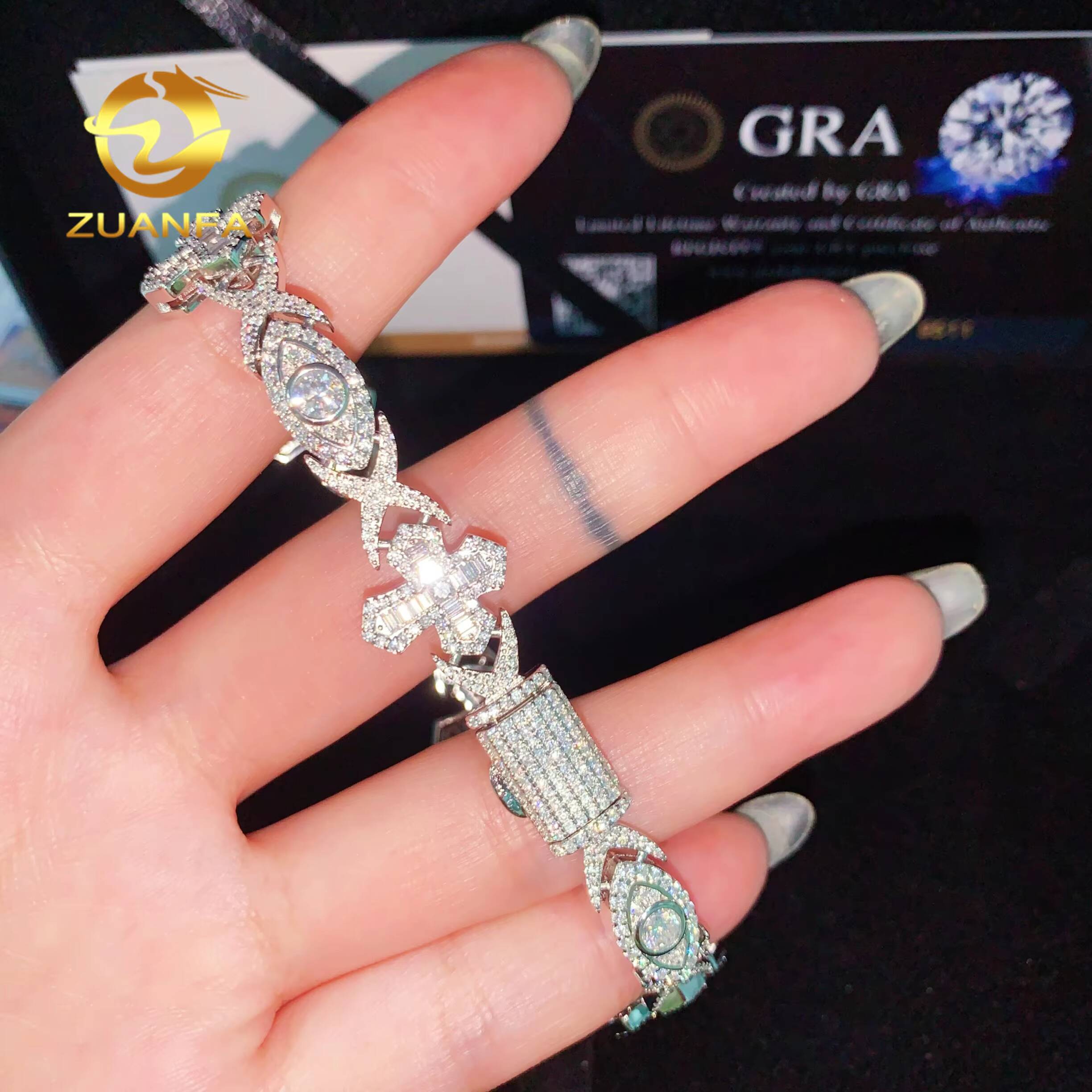 Cross Evil Eyes Moissanite Cross Necklace Bracelet Infinity Cuban Link Chain Moissanite Cuban Link Bracelet