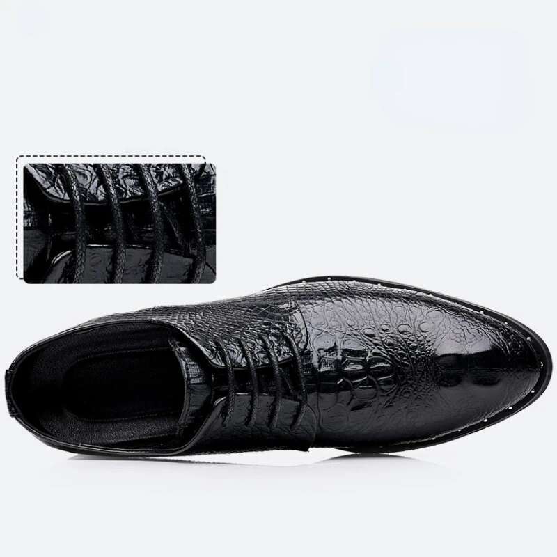 Genuine Leather Crocodile Skin Men's Dress Lace-Up Wedding Party Shoe Business Office Men Oxfords Shoes