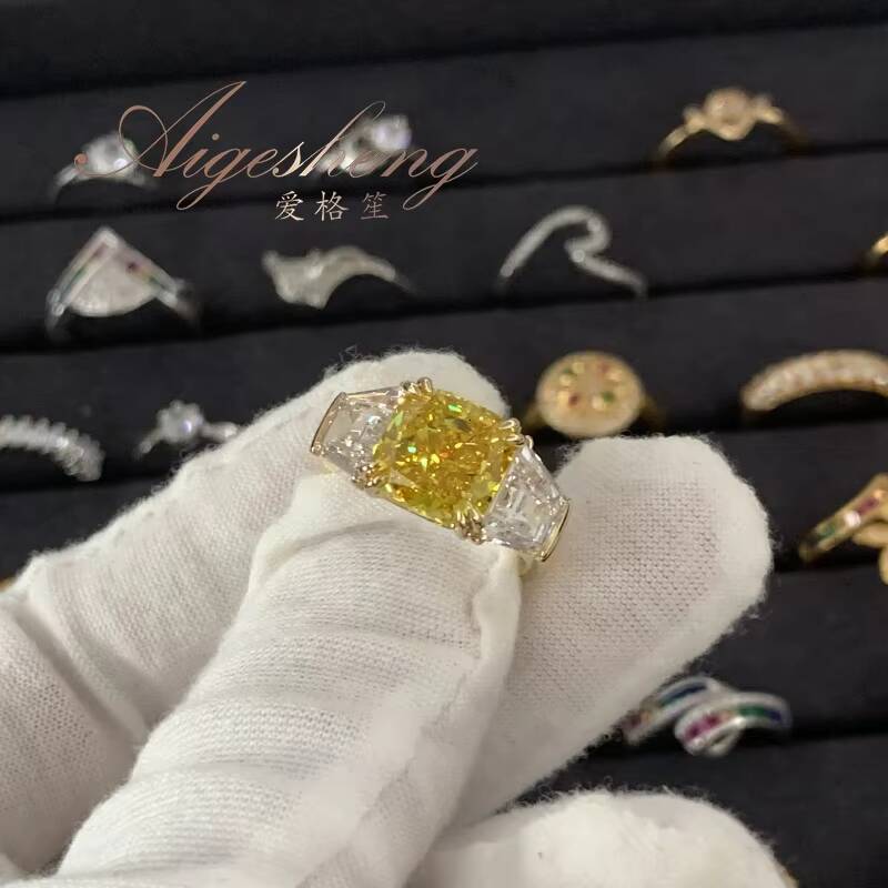 Aigesheng Fashion Jewelry Rings Fancy Natural Diamond 18K Real Gold Wedding Rings Couple Set