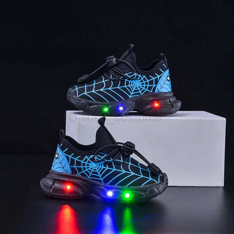 Disney Childrens Led Light Shoes Fashion Spiderman Boys Sneakers Cartoon Casual Shoes Breathable Kids Sport Shoes Size 2130 H251101