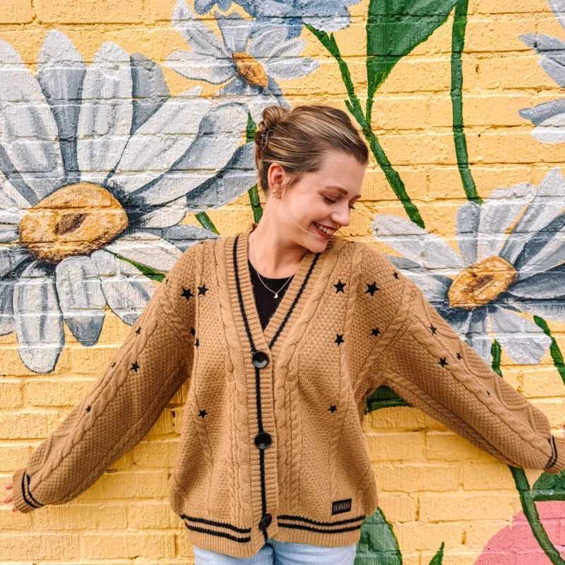 Unisex TS Fearless Cardigan Knitted Brown Valentine Gift VersatileT251101